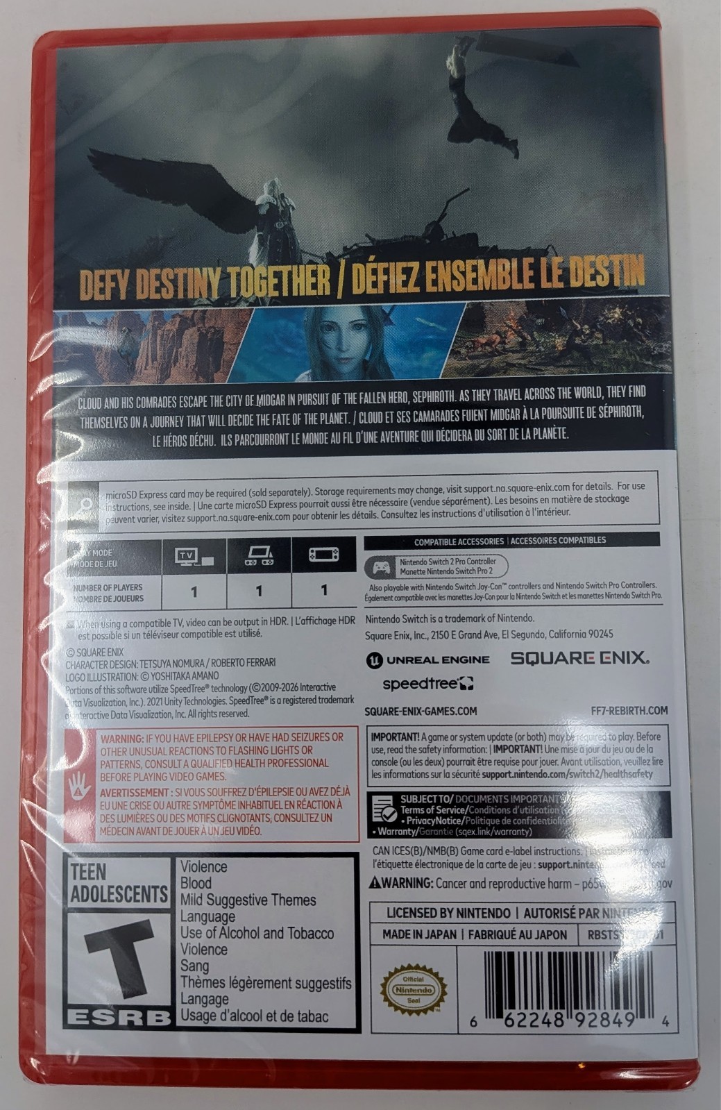 *NO PROMO CARD* NEW Final Fantasy VII Rebirth FF7 – Nintendo Switch 2 game only