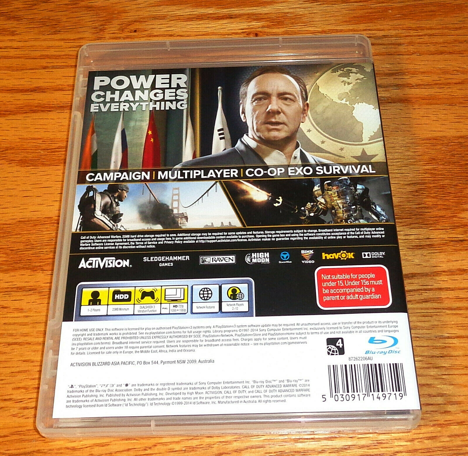 PS3 Call of Duty Advanced Warfare (MA 15+ Rating) Strong Themes & Violence