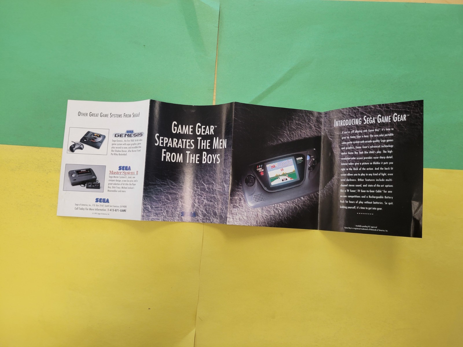 Sega Game Gear Insert Separates The Men From The Boys Fold Out Insert