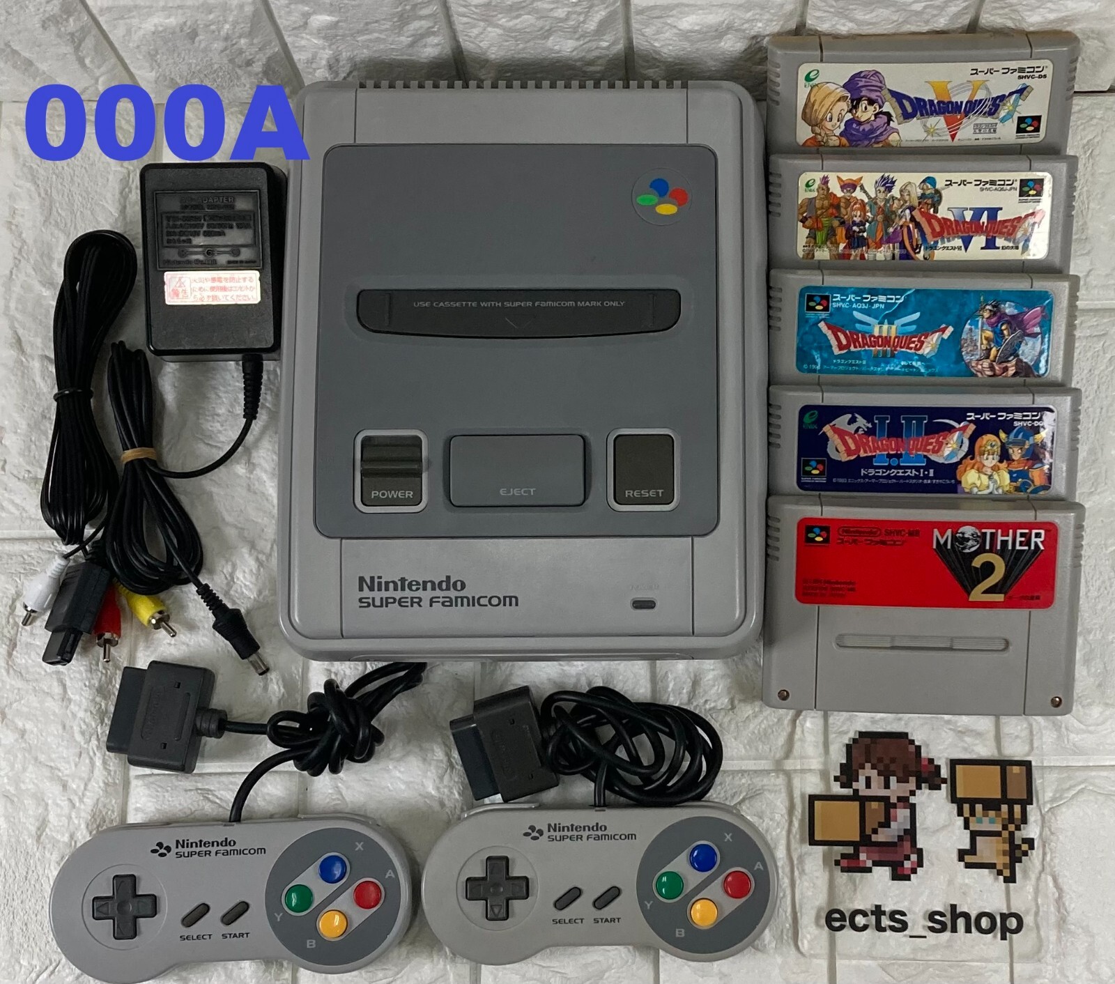 Nintendo Super Famicom console bundle with 5 games & cords Japan SFC