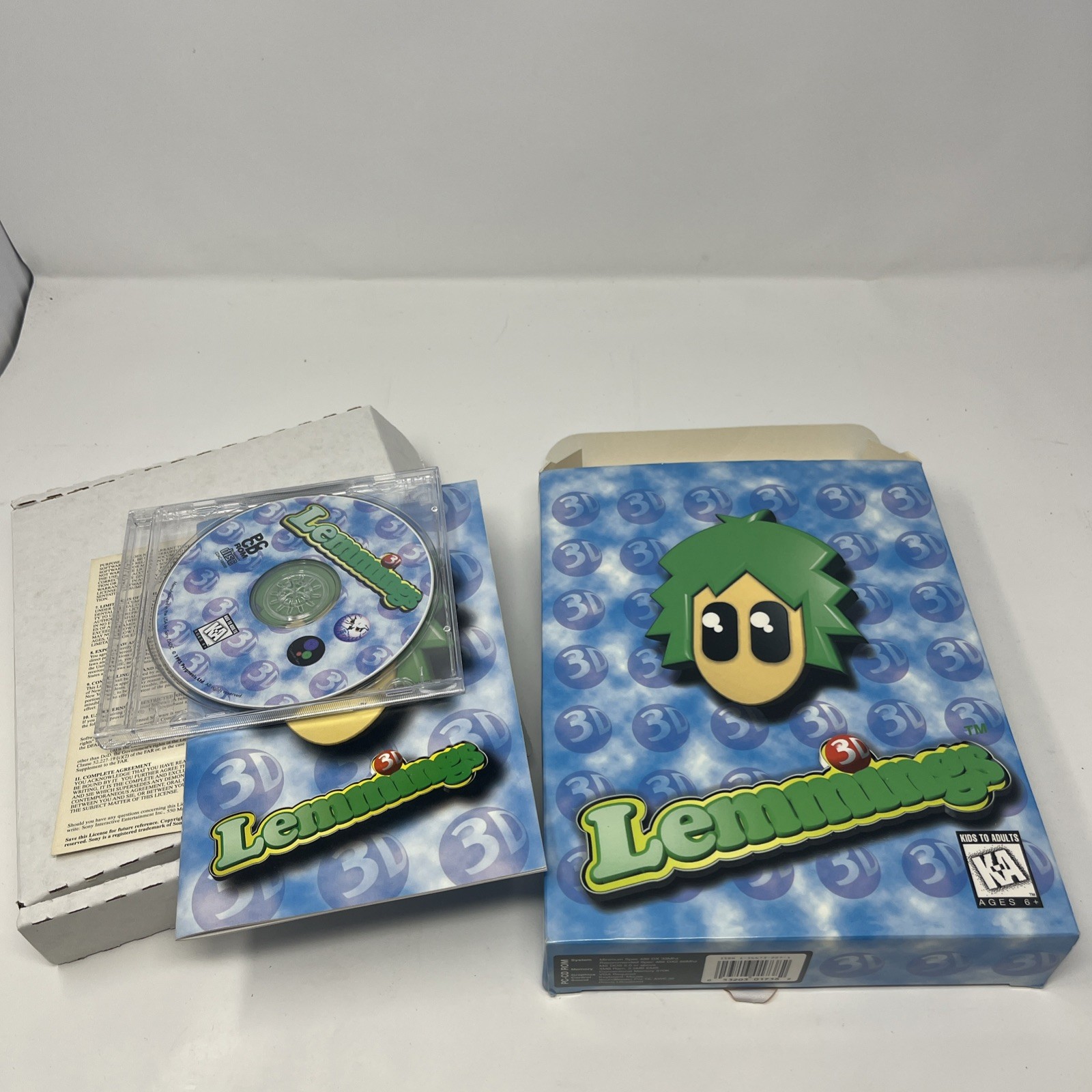 Vintage 3D Lemmings PC Big Box Complete W/ Manual