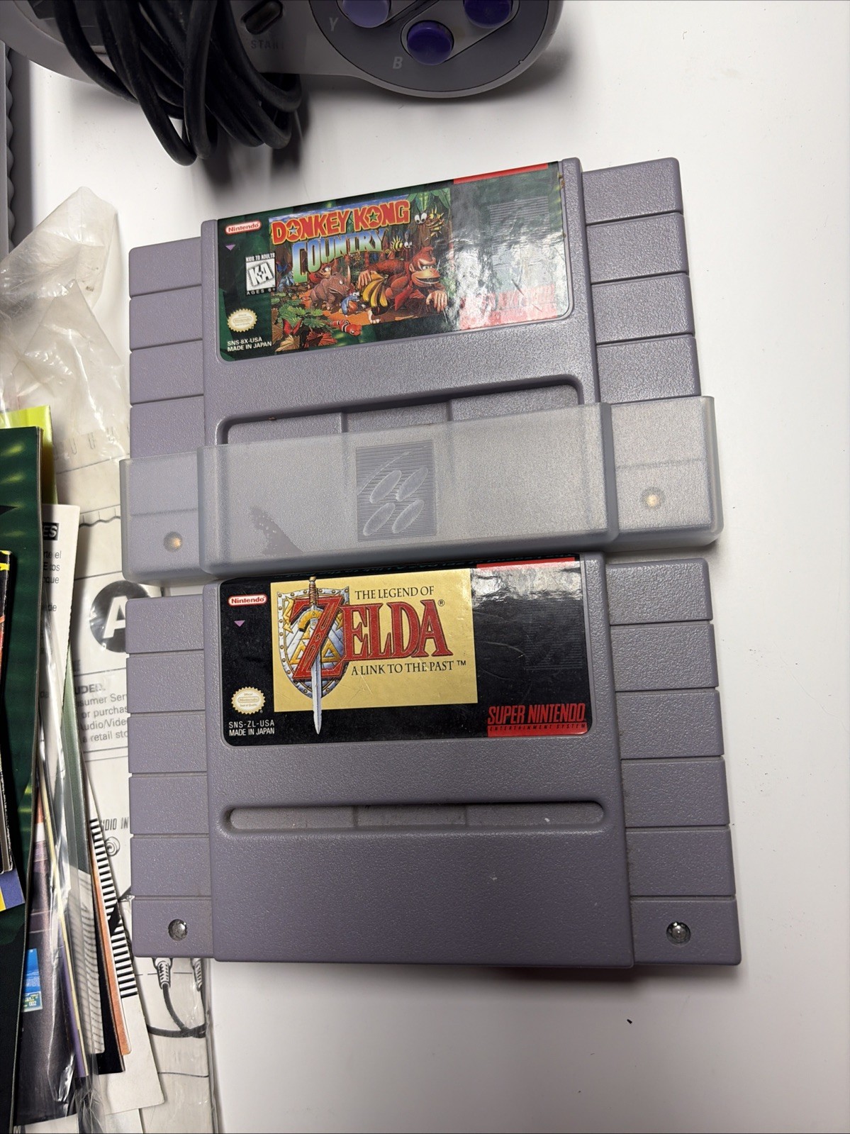 Nintendo Super NES SNS-001 Console Bundle w/ 3 Controllers, Cables & 5 Games