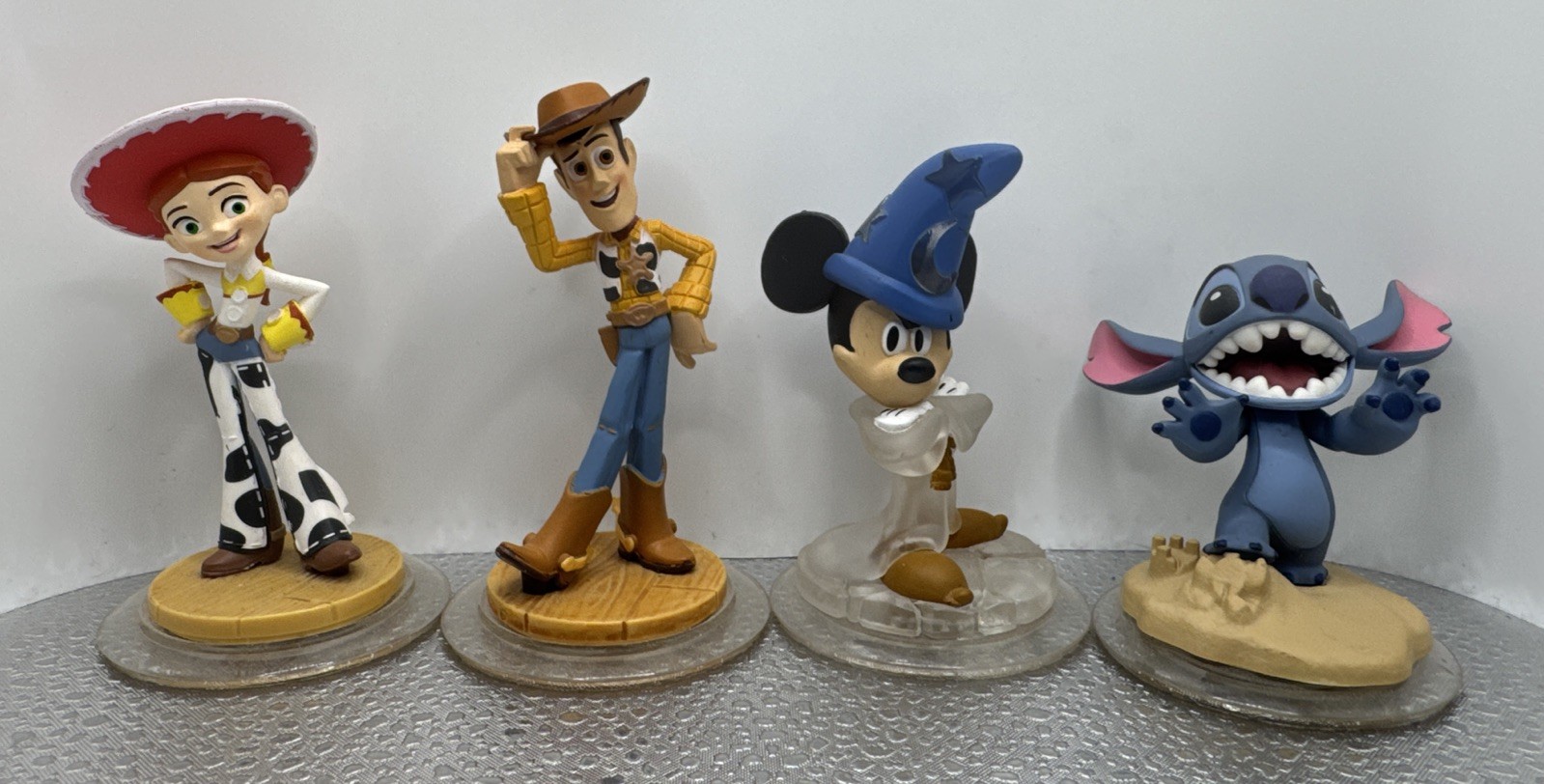Disney Infinity Woody, Jesse, Sorcerer Mickey, Stitch Bundle Lot of 4 Figures