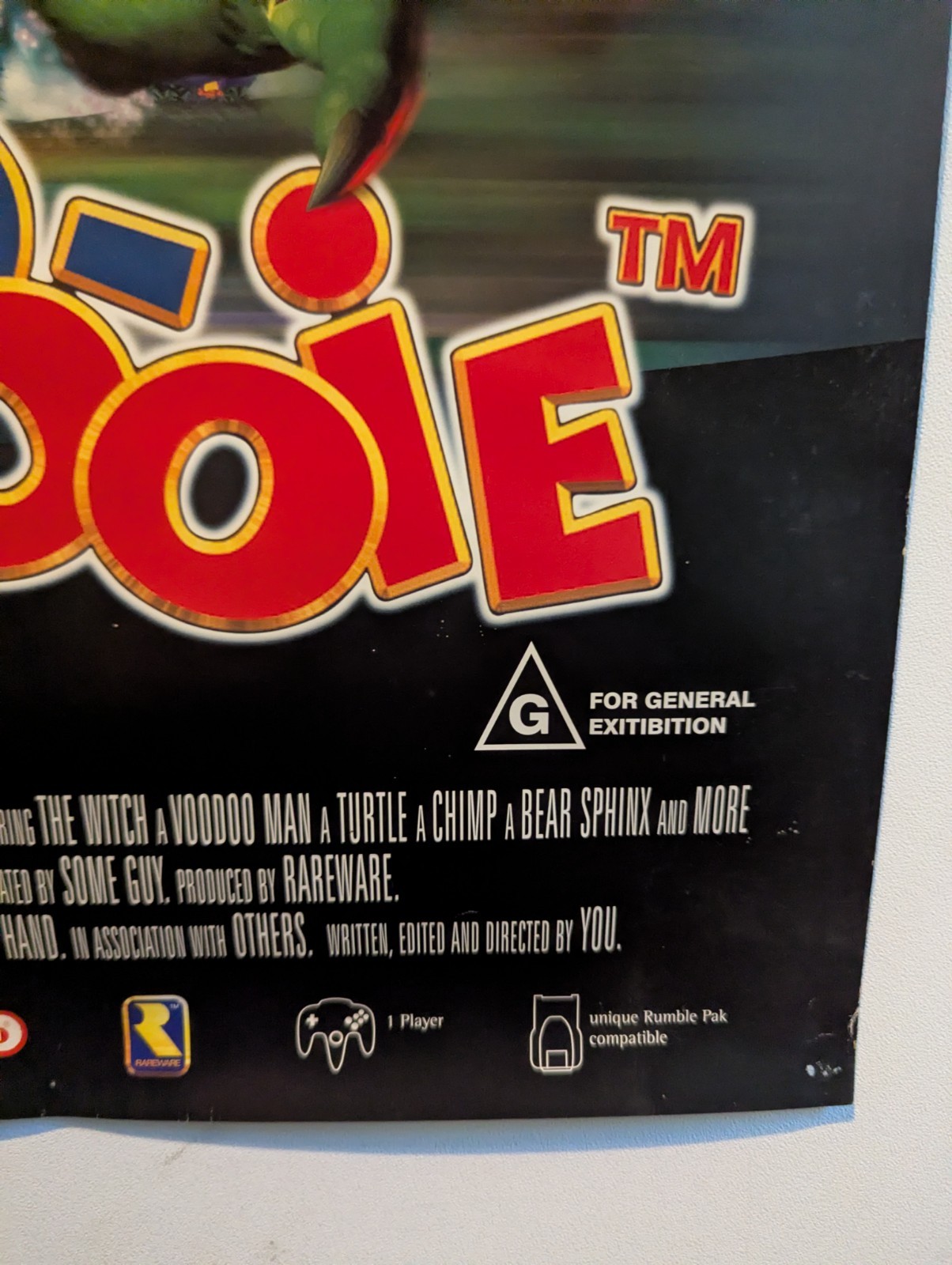 N64 Banjo Kazooie Promo Poster Nintendo 64 Store Display Promo Sign Rare