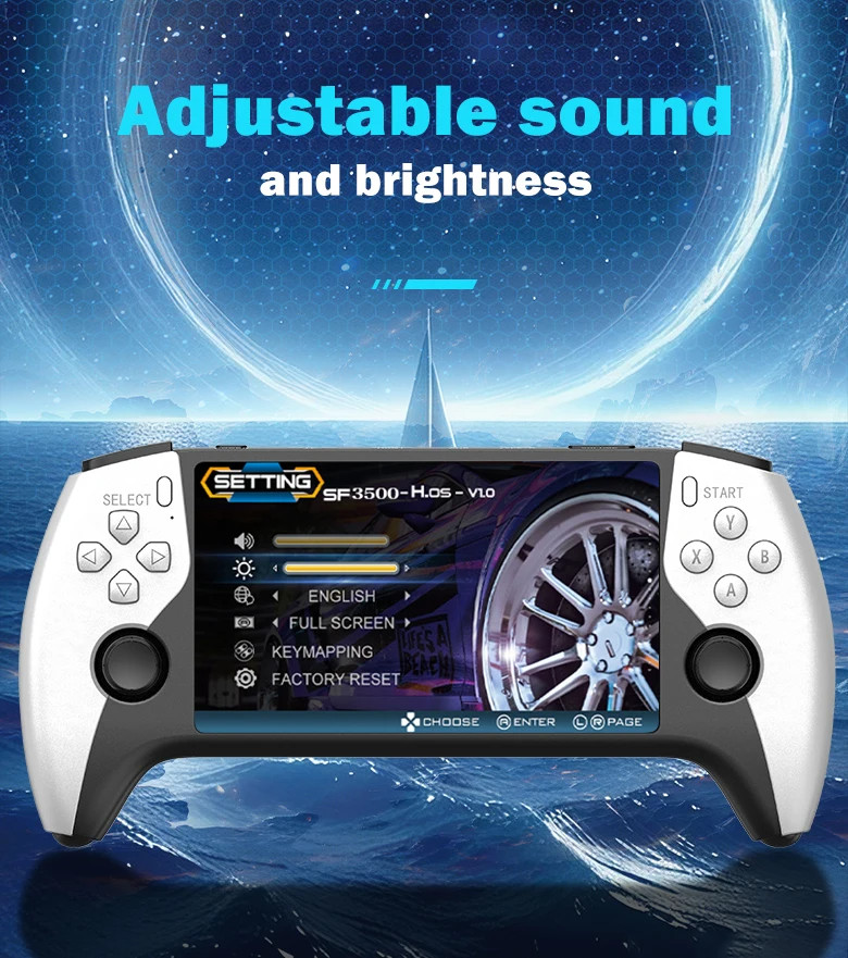 SF3500 Handheld Game Console 5 Inch IPS Screen with Wireless Controller Support