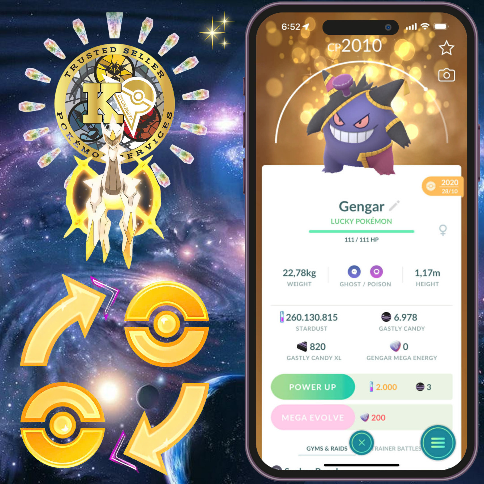 Pokémon TRADE—GO — Gengar (Halloween Costume) — Guaranteed Lucky Trade—Digital♻️