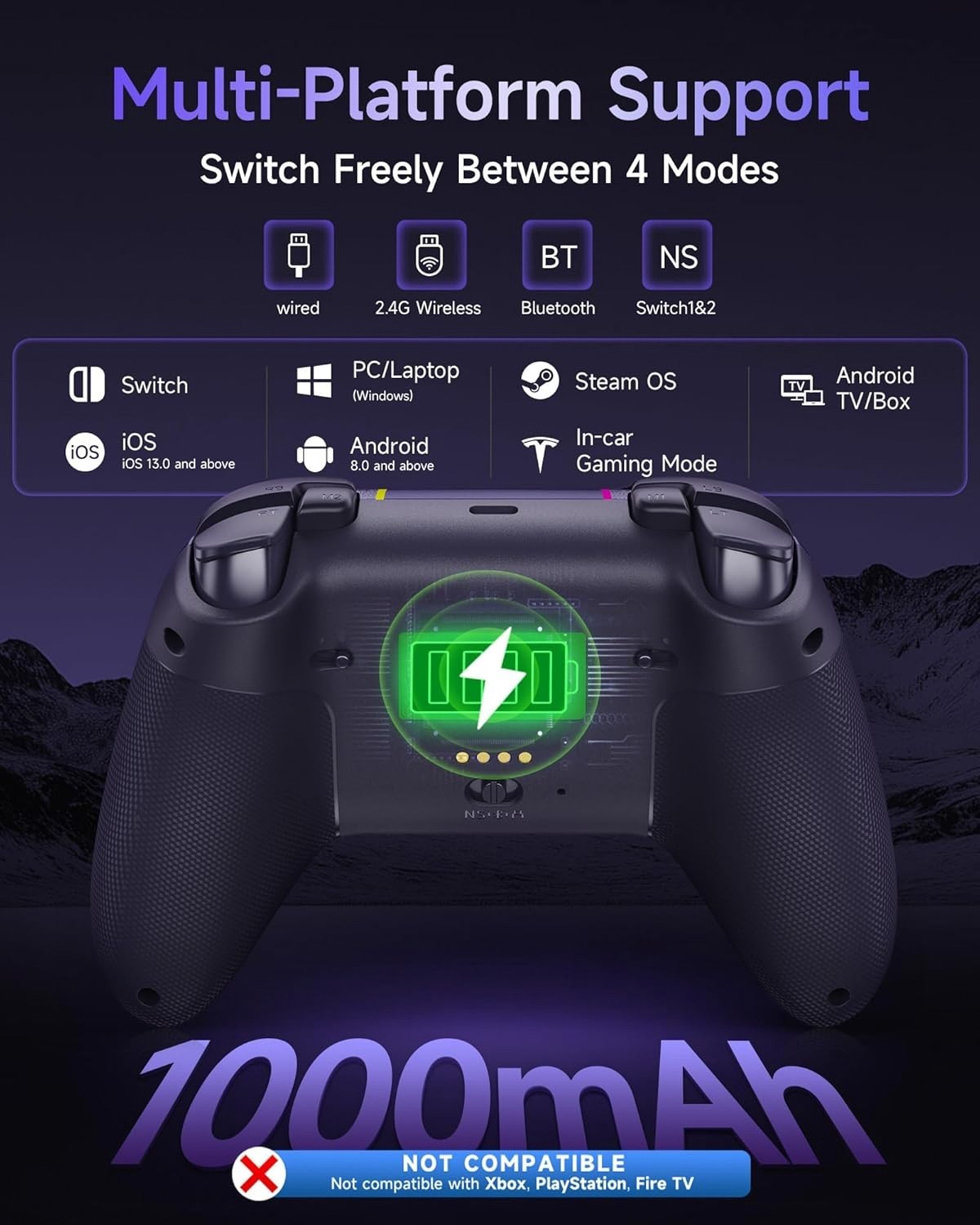 EasySMX X05Pro Wireless Gaming Controller for PC, Switch 1/2, Android – Purple