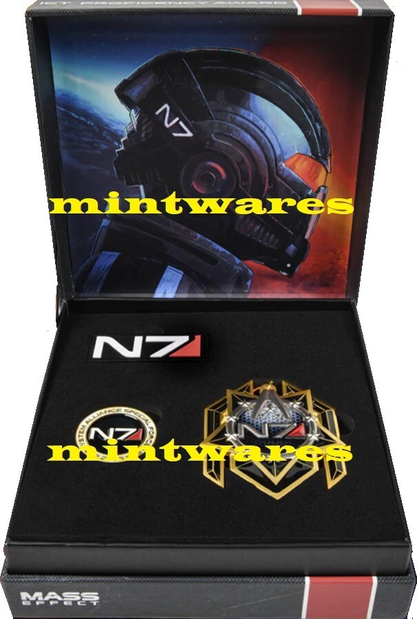 Mass Effect N7 Premium Box Badge Medal Coin Pin Bundle Bioware Sold Out NEW