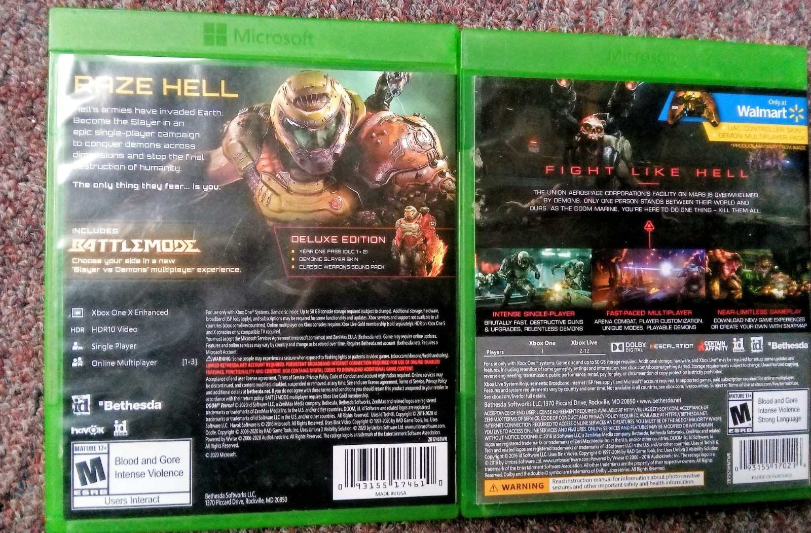 DOOM Eternal Deluxe edition Xbox One Lot Of 3 controller Id Video Games Shooter