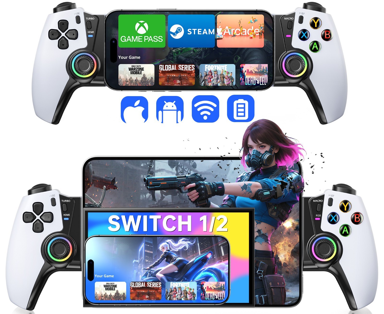 for Switch 2/OLED/iOS/Android Wireless Bluetooth Mobile Phone Game Controller