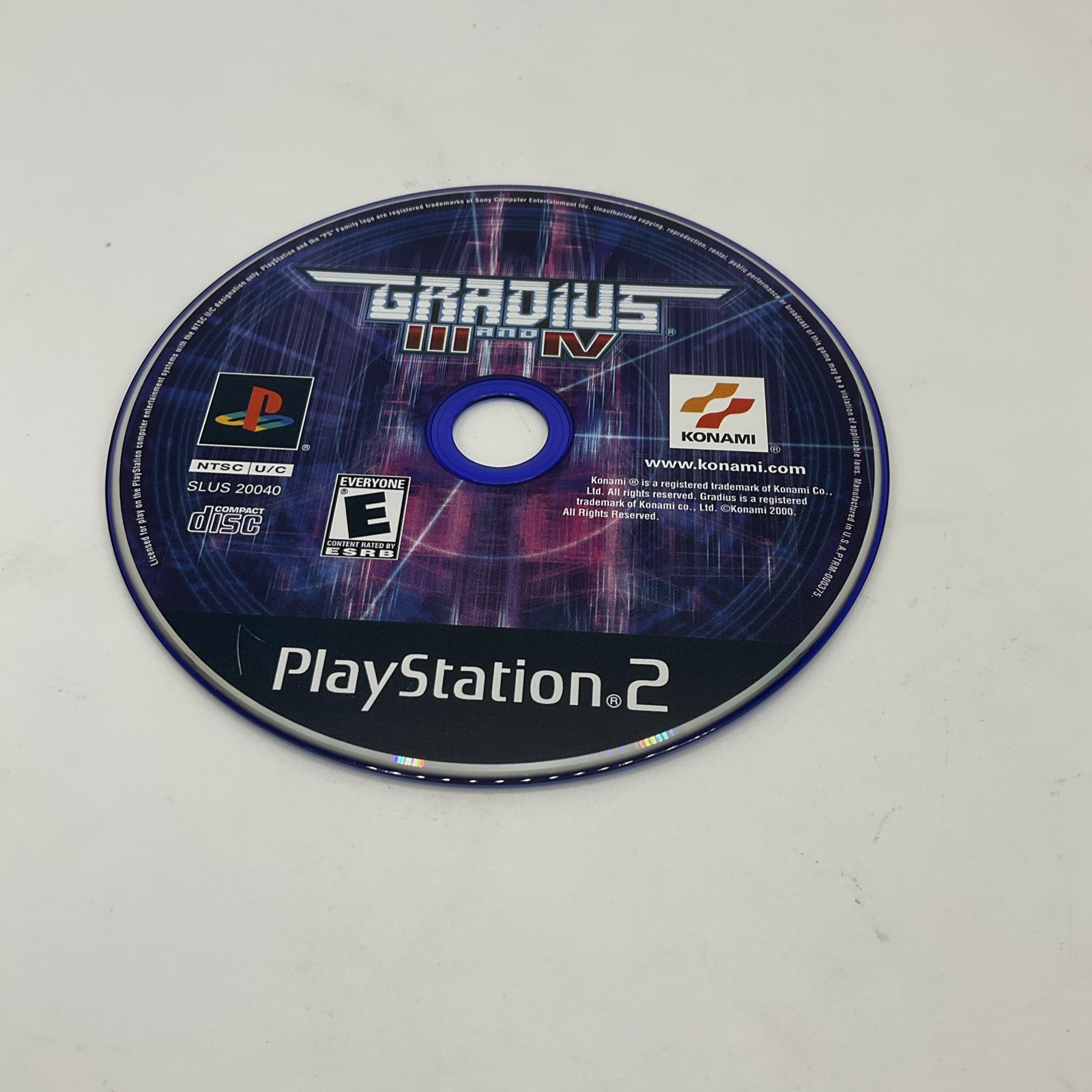 Gradius III and IV [3 and 4] (Sony PlayStation 2, PS2, 2000) Disc Only Tested