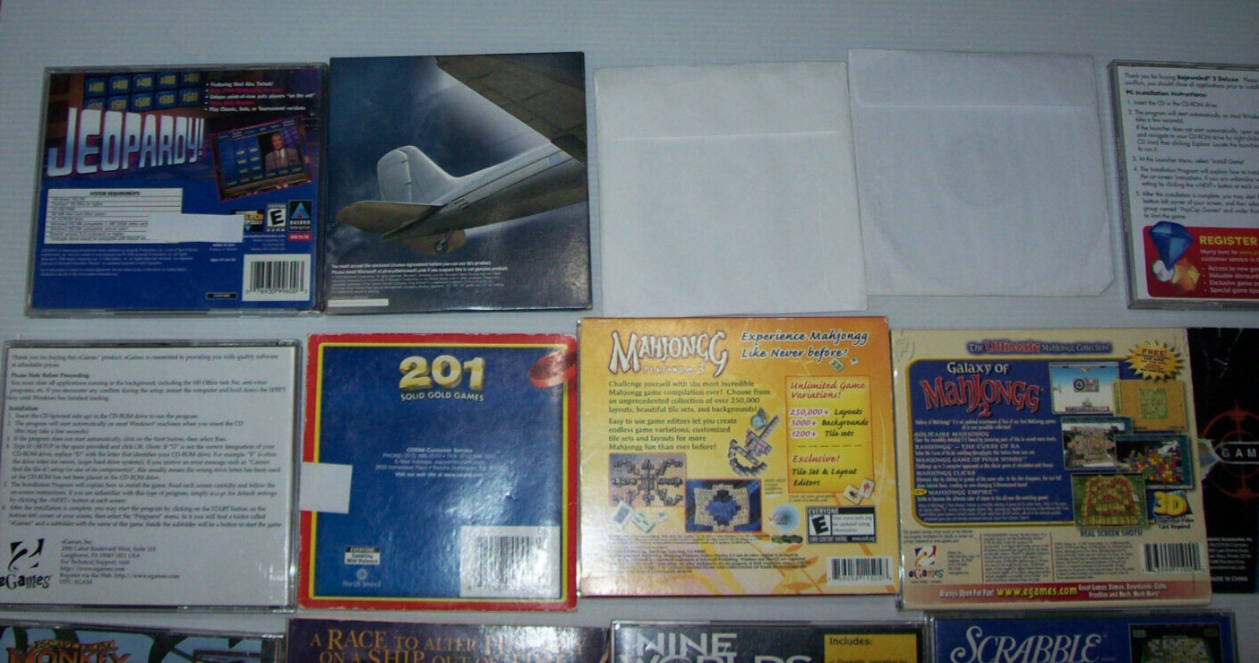 Lot of 20+ Vintage Computer PC Games, + Vintage PC Software, Y2K, 1990s – 2000s