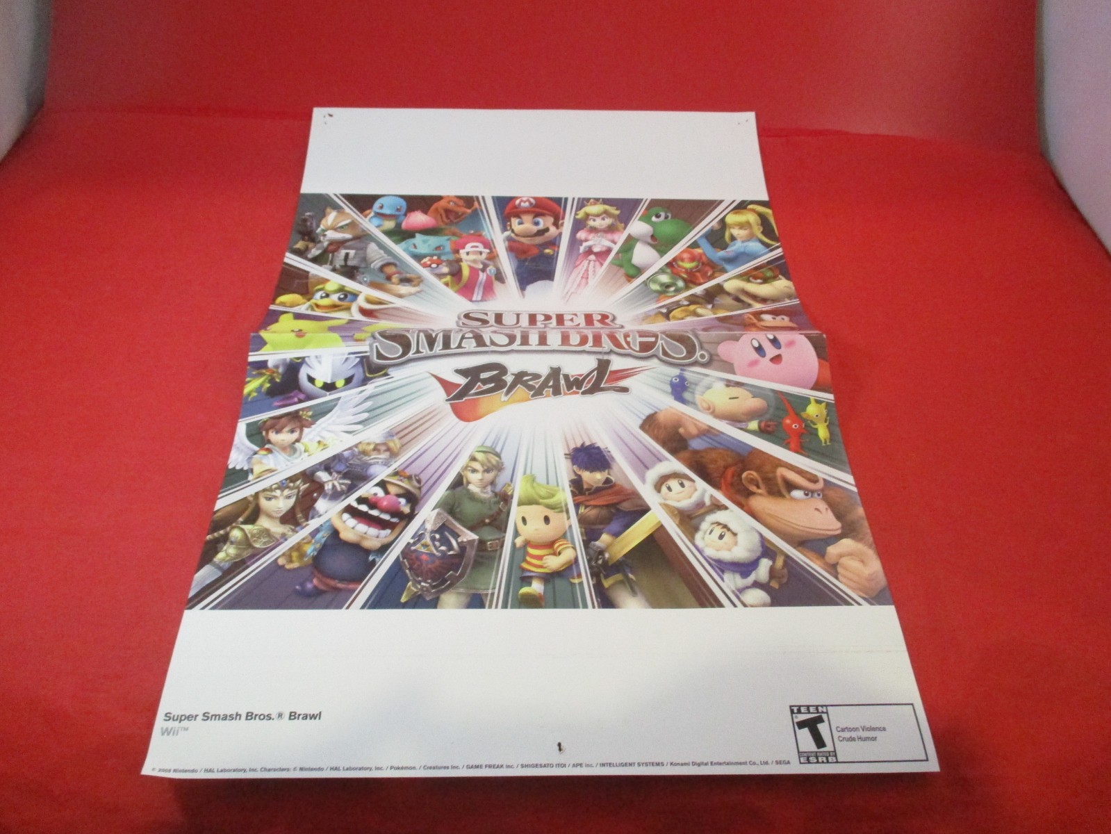 Super Smash Bros. Brawl / Super Paper Mario Nintendo Wii Foldable Promo Poster