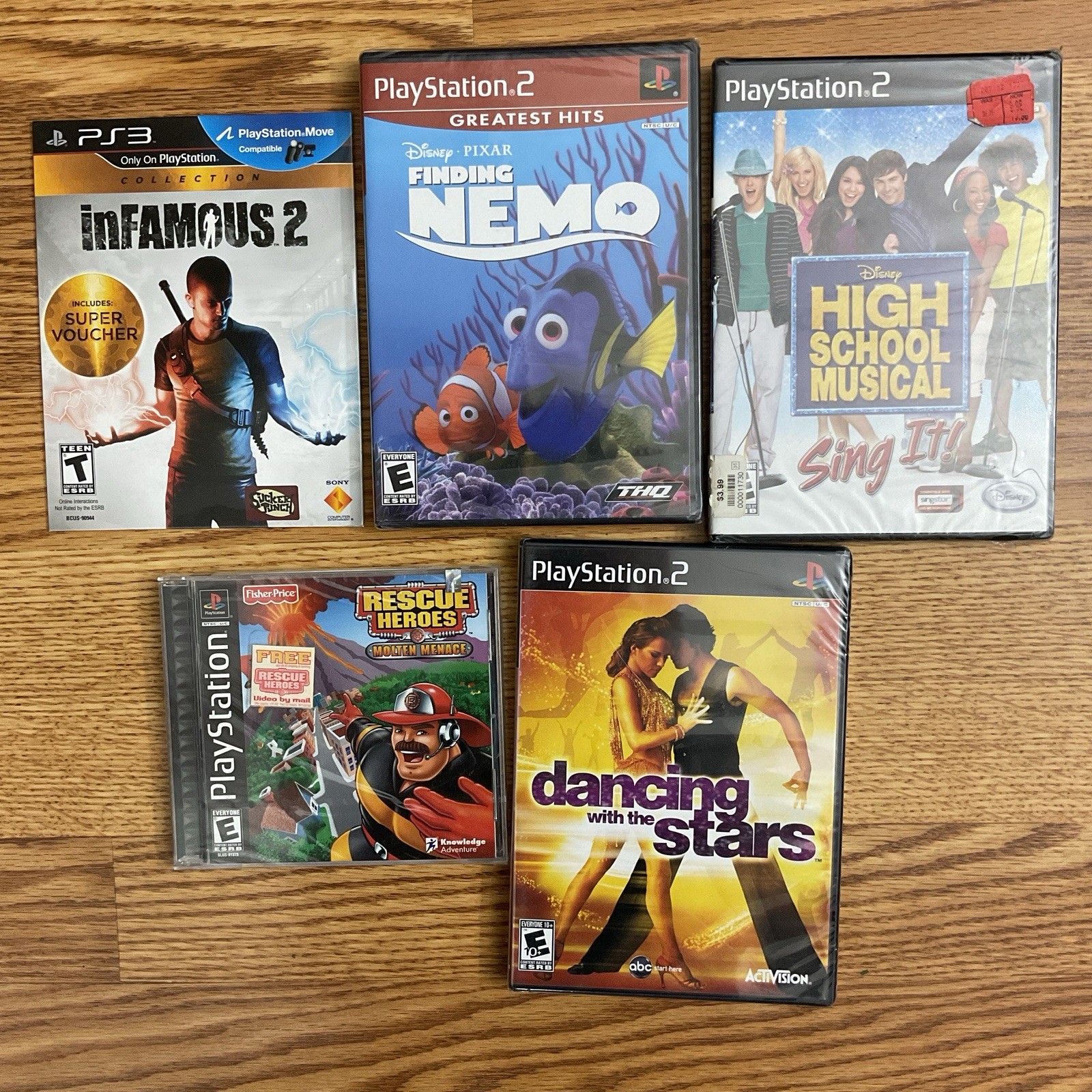 Playstation 1 2 3 NEW SEALED LOT Finding Nemo Rescue Heroes Infamous 2 Dwts Hsm