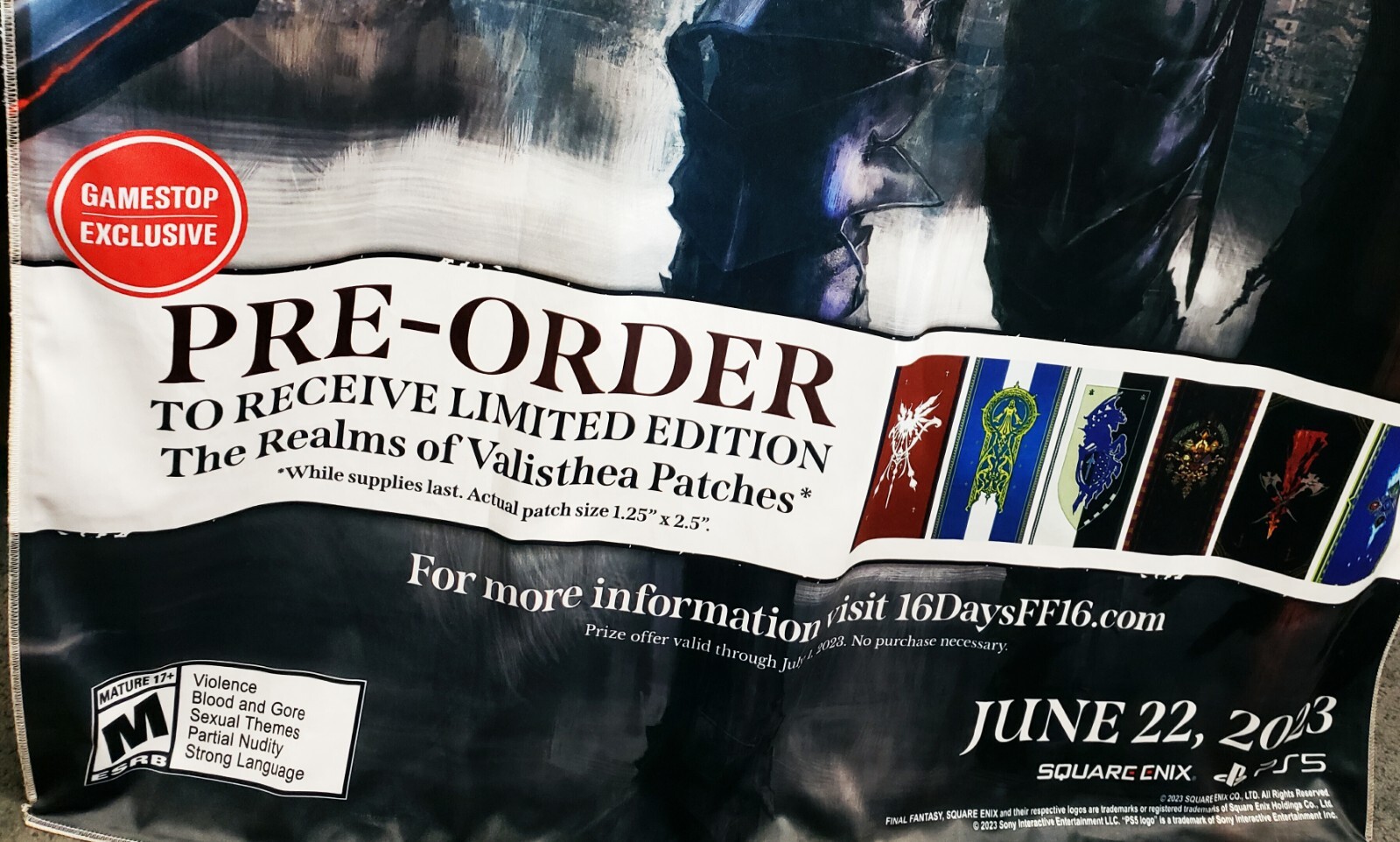 Final Fantasy XVI PS5 Cloth/Fabric Gamestop RETAIL Promo Poster (7FT x 4FT) WOW