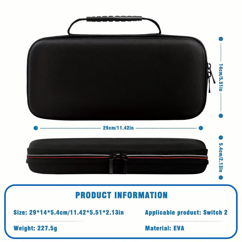 Hard Shell Travel Bag Case for Switch 2 Portable Storage Black