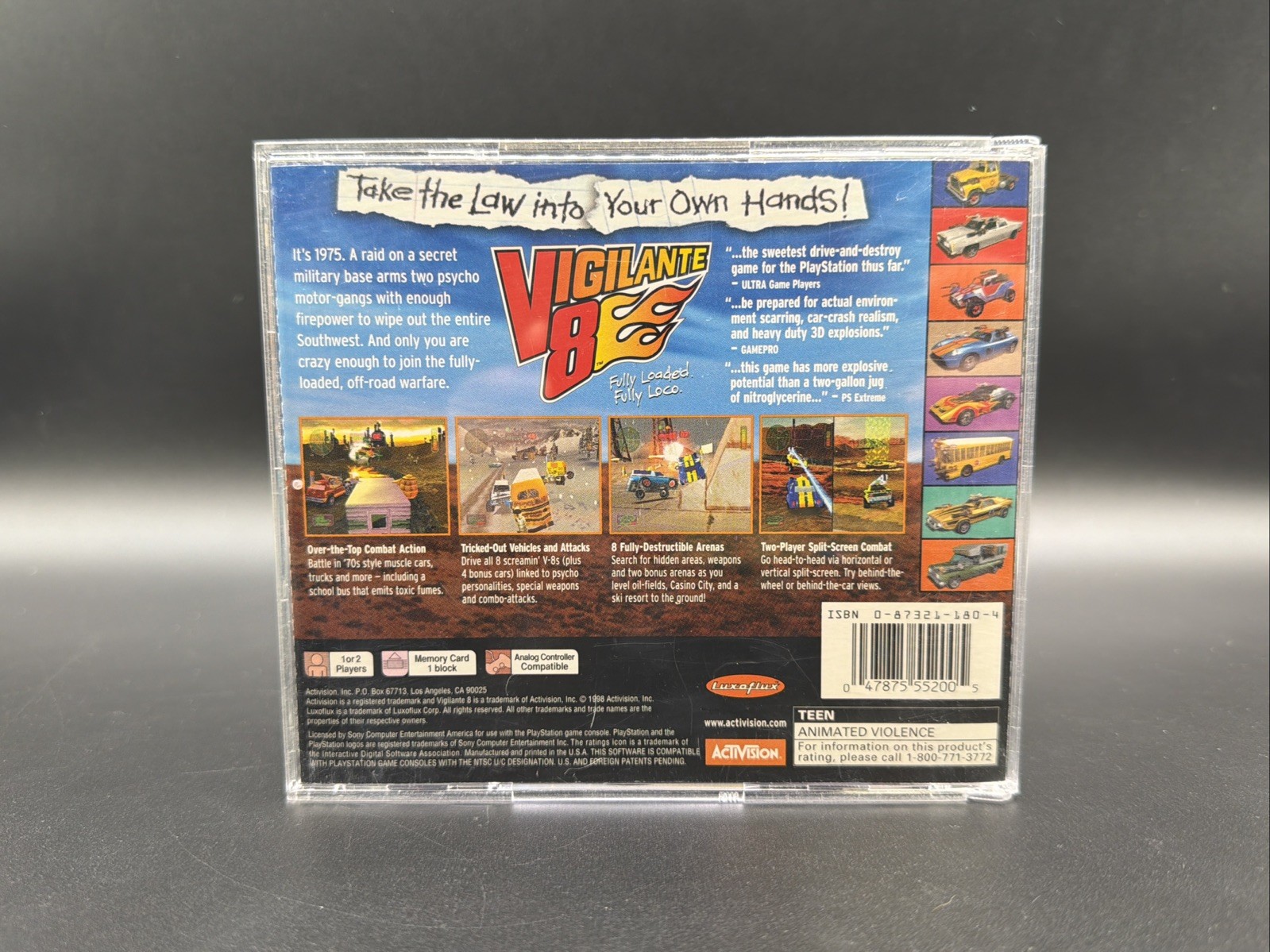 Vigilante 8 PS1 PlayStation 1 Complete CIB + Registration Card Black Label