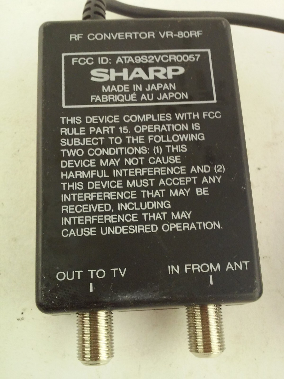 Sharp RF Convertor VR-80RF Channels 3 and 4