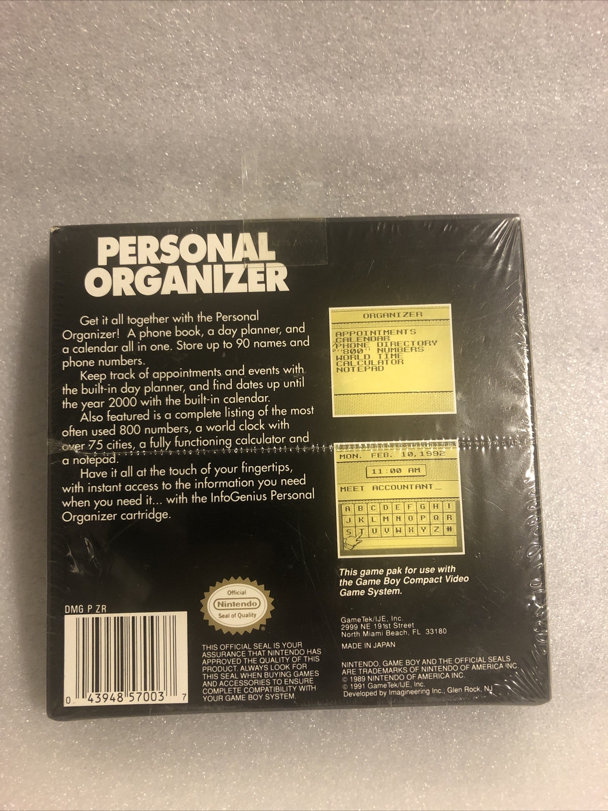 Nintendo Gameboy InfoGenius Productivity Pack Personal Organizer SEALED