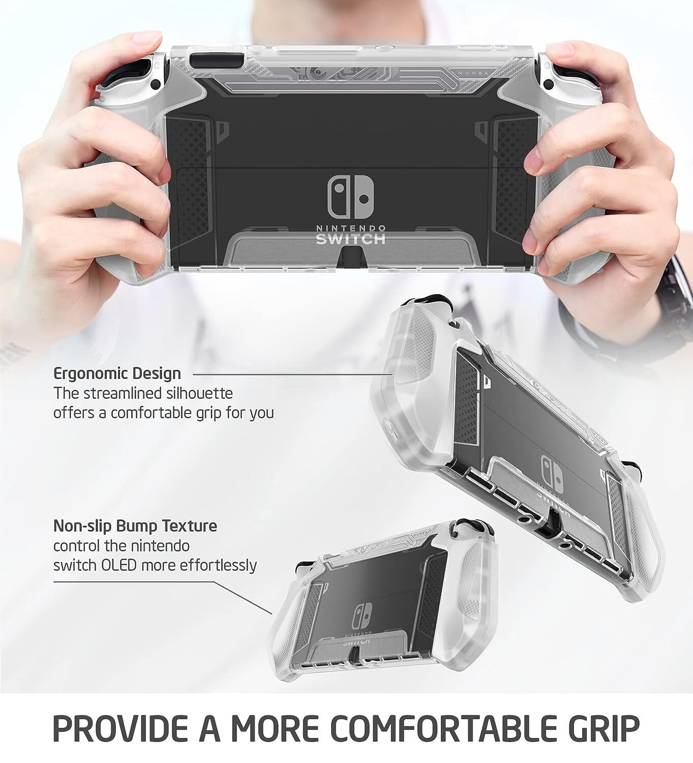 Mumba Dockable Case New for Nintendo Switch OLED 2021 TPU Ergonomics Grip Cover