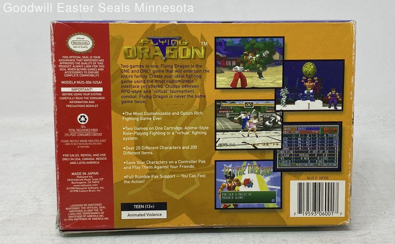 Flying Dragon Video Game w/ Box for Nintendo 64 – Tested