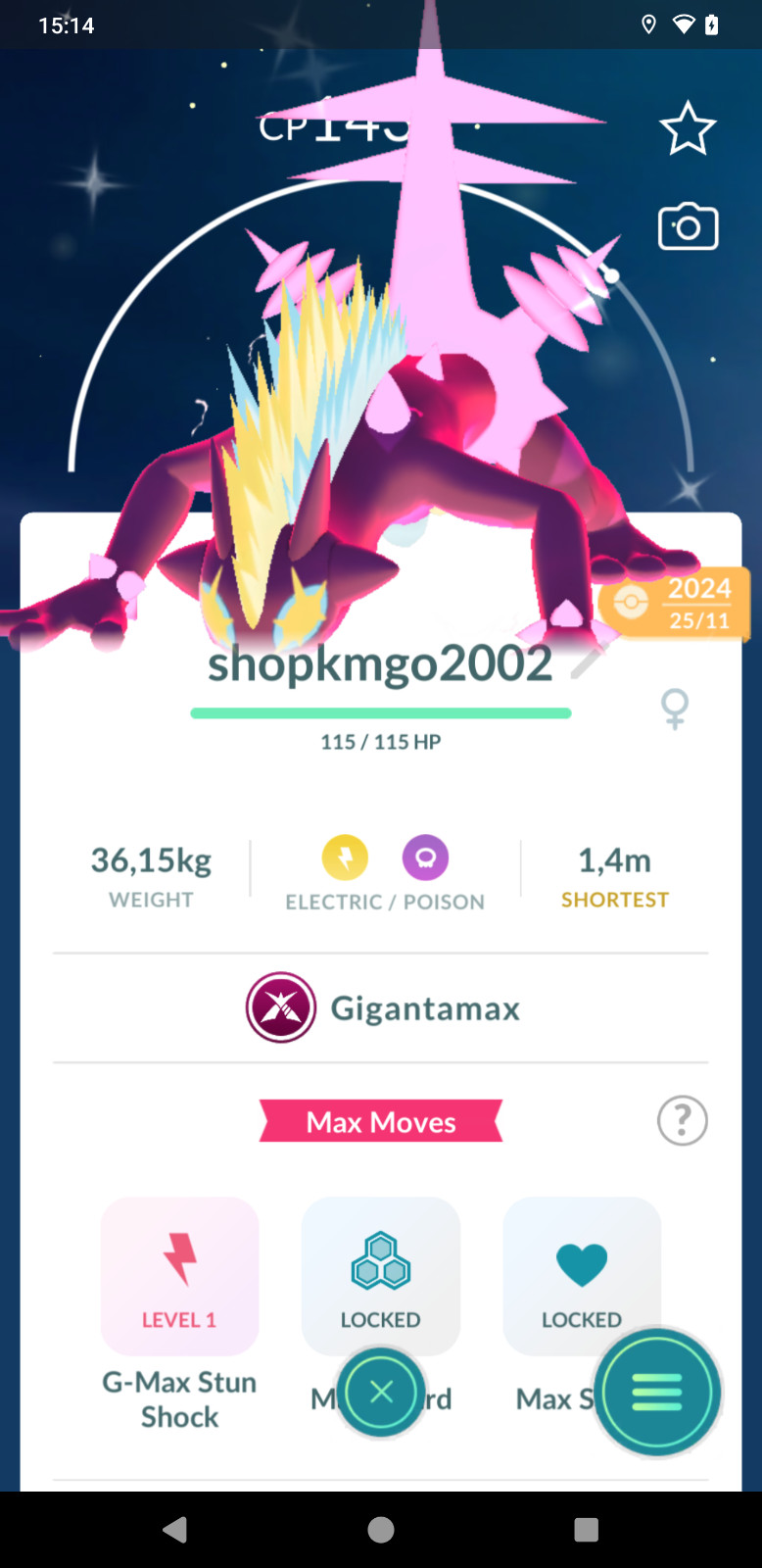 Pokémon Tra de —Shiny Gigantamax Toxtricity Amped Form–trade 20k dust