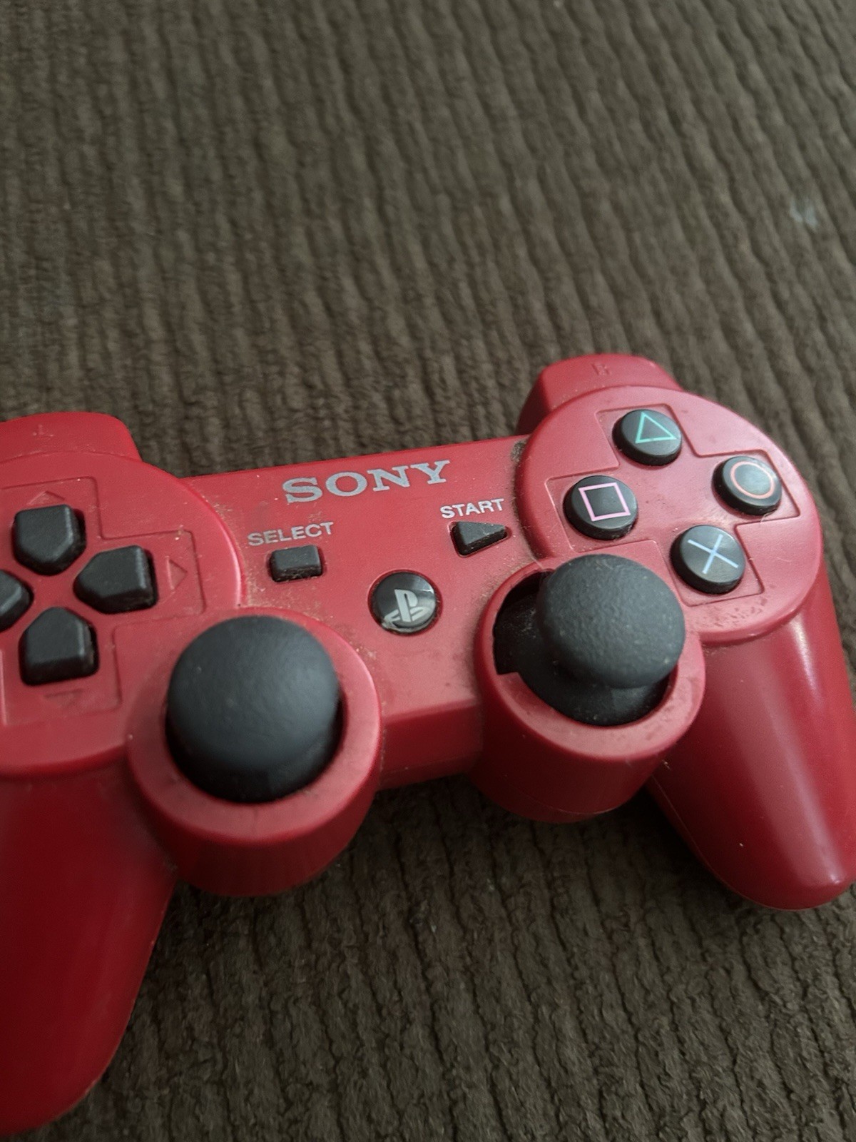Sony PS3 DualShock 3 Red Controller OEM & Third Party Green Lightning Untested