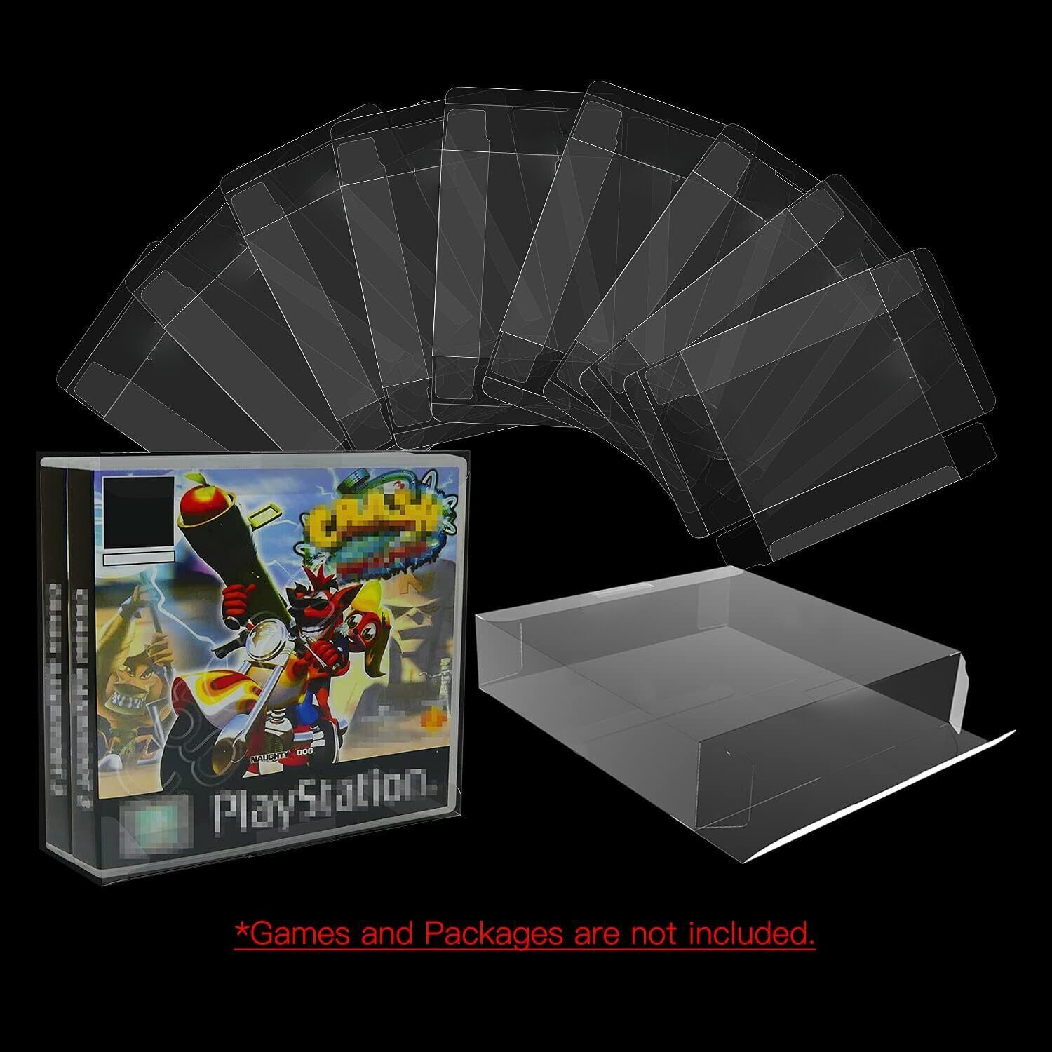 5x Double Video Game Plastic Protectors Cases Display For Sony PlayStation 1 PS1