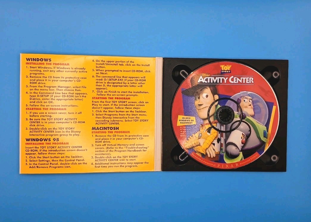 Disney’s Toy Story Activity Center (Windows/Mac, 1996) Windows 95 CD ROM GAME EX