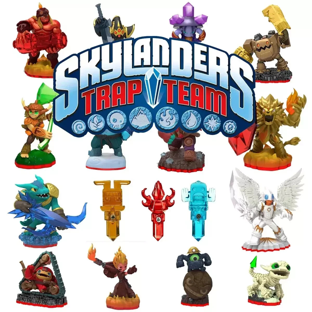 Skylanders Trap team figures and crystals
