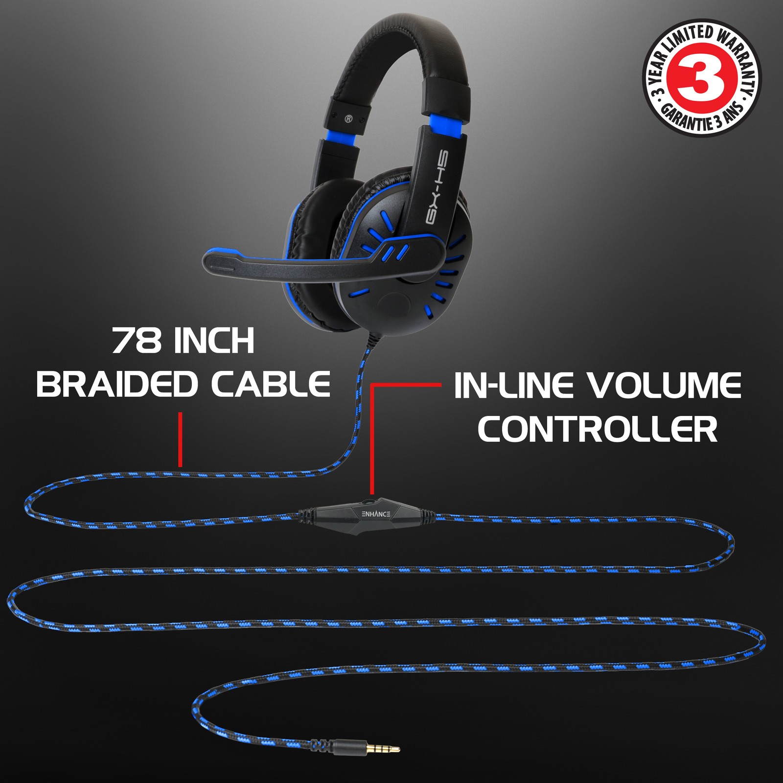 Gaming Headset with Rotating Microphone – Soft Adjustable Headband – Blue