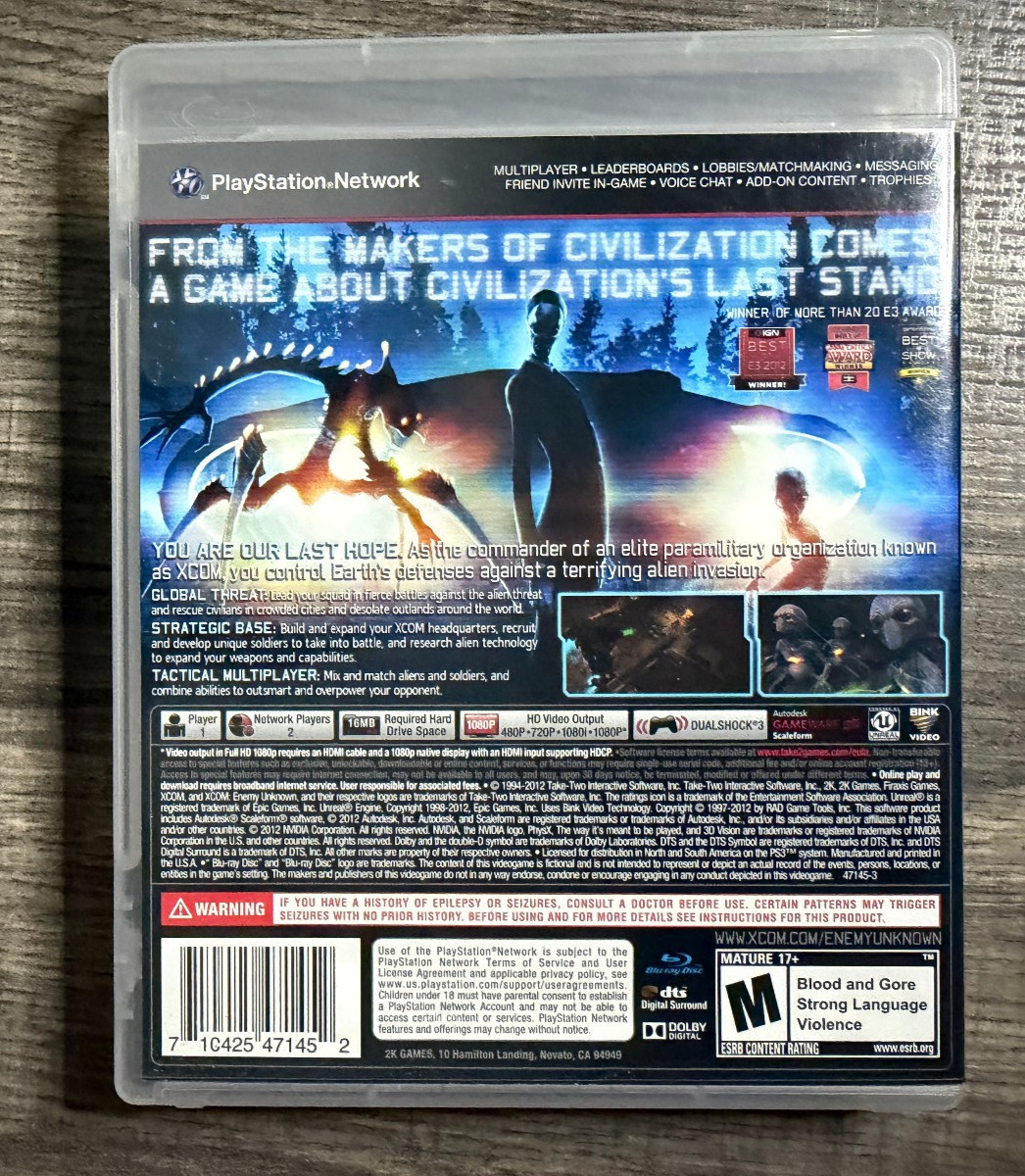 XCOM: Enemy Unknown – Sony Playstation 3 PS3 – 2K Games – Acceptable Condition