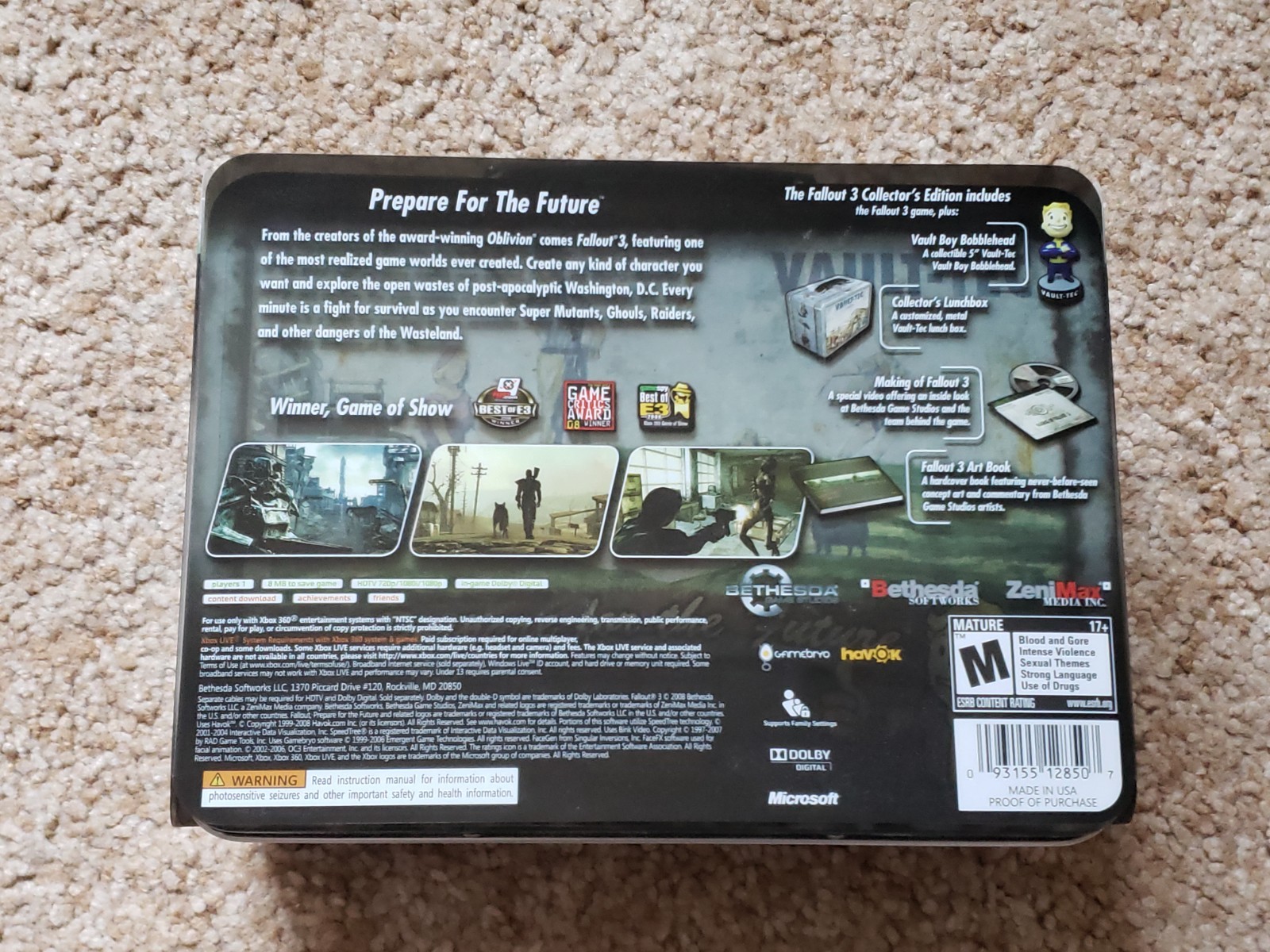 Fallout 3 Collector’s Edition Lunchbox & New Vegas Platinum Chip NO GAMES XBOX