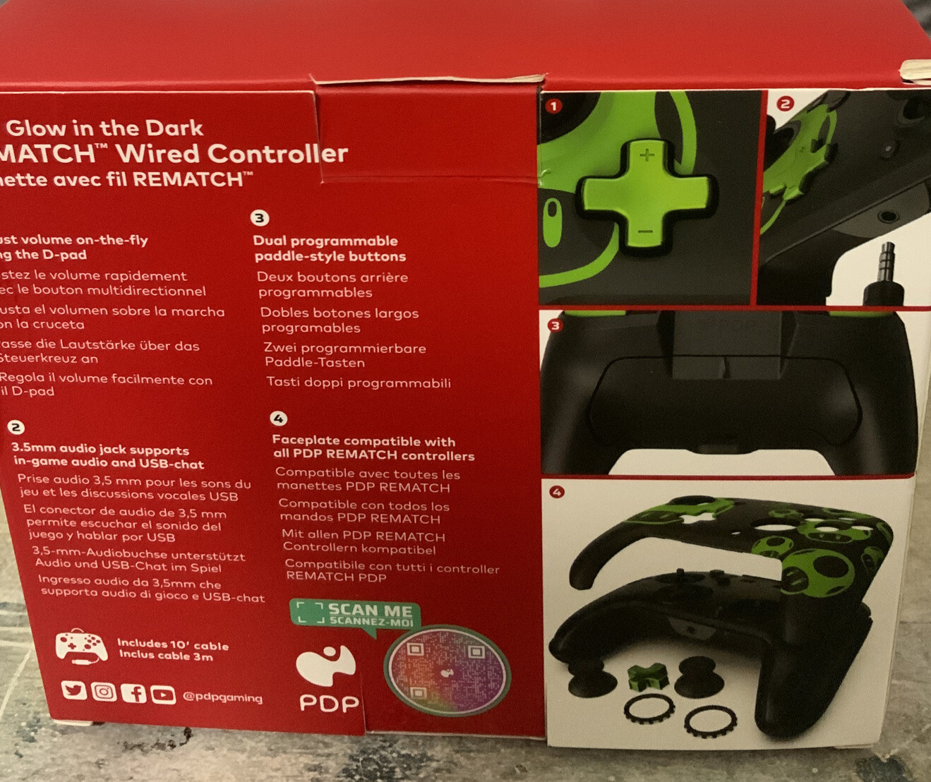 ⚡️PDP – REMATCH Wired Controller: 1-Up Glow in the Dark 🆕 Open Box