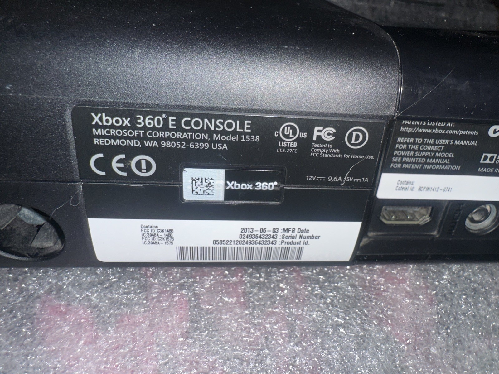 Xbox 360 E Console w/ 2 Games HDMI & Power Cord Only (Model 1538) Tested & Works