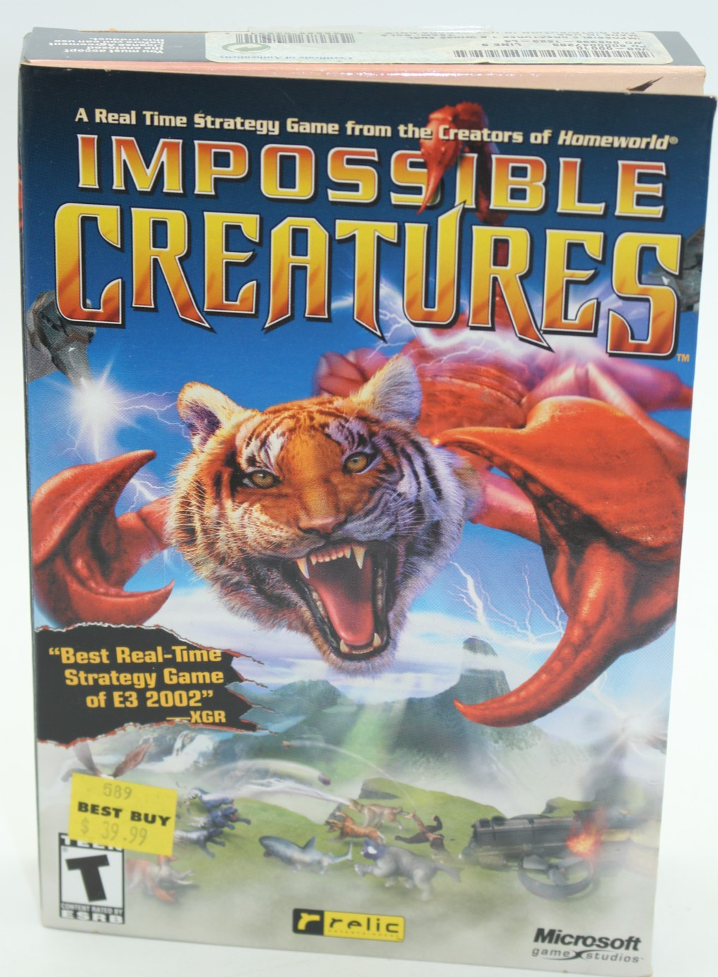 2002 Microsoft/Relic – Impossible Creatures PC Game Box (Rated T for Teen) CIB
