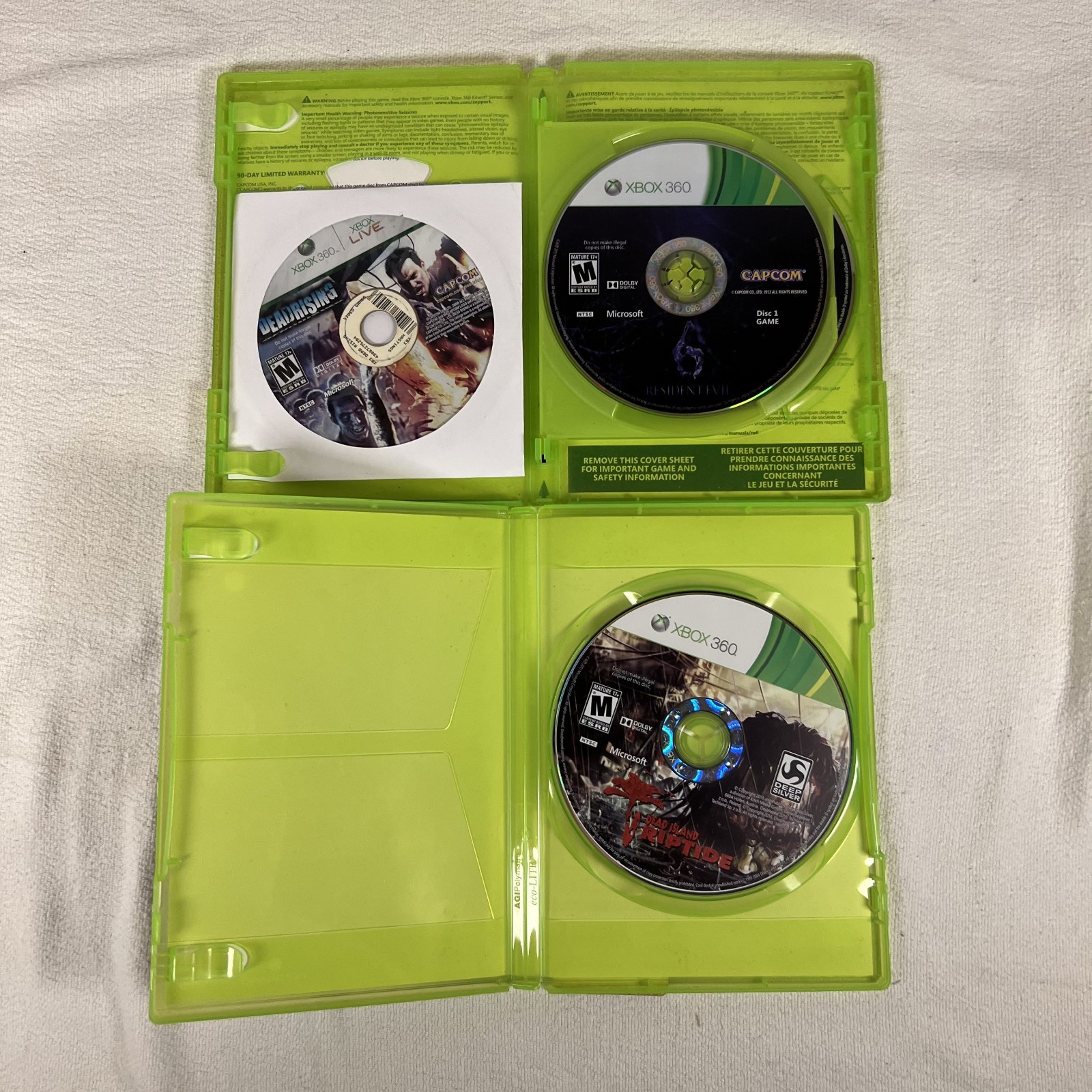 Resident Evil 6 Dead Island Riptide Deadrising Zombie Lot Microsoft Xbox 360