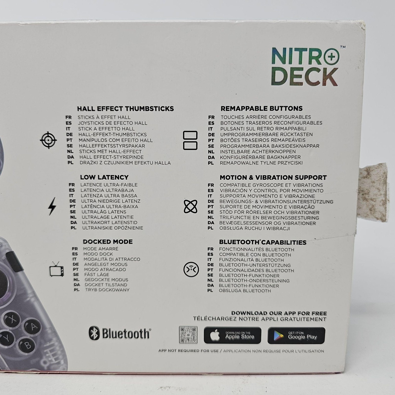 CRKD Nitro Deck Clear White Controller For Nintendo Switch Wireless Bluetooth