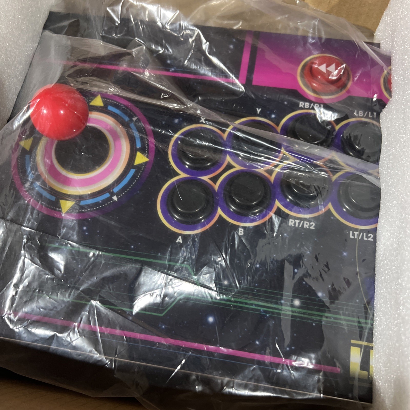 AtGames Legends Gamer Pro Arcade Controller Wired USB for PC Black/Purple 2P