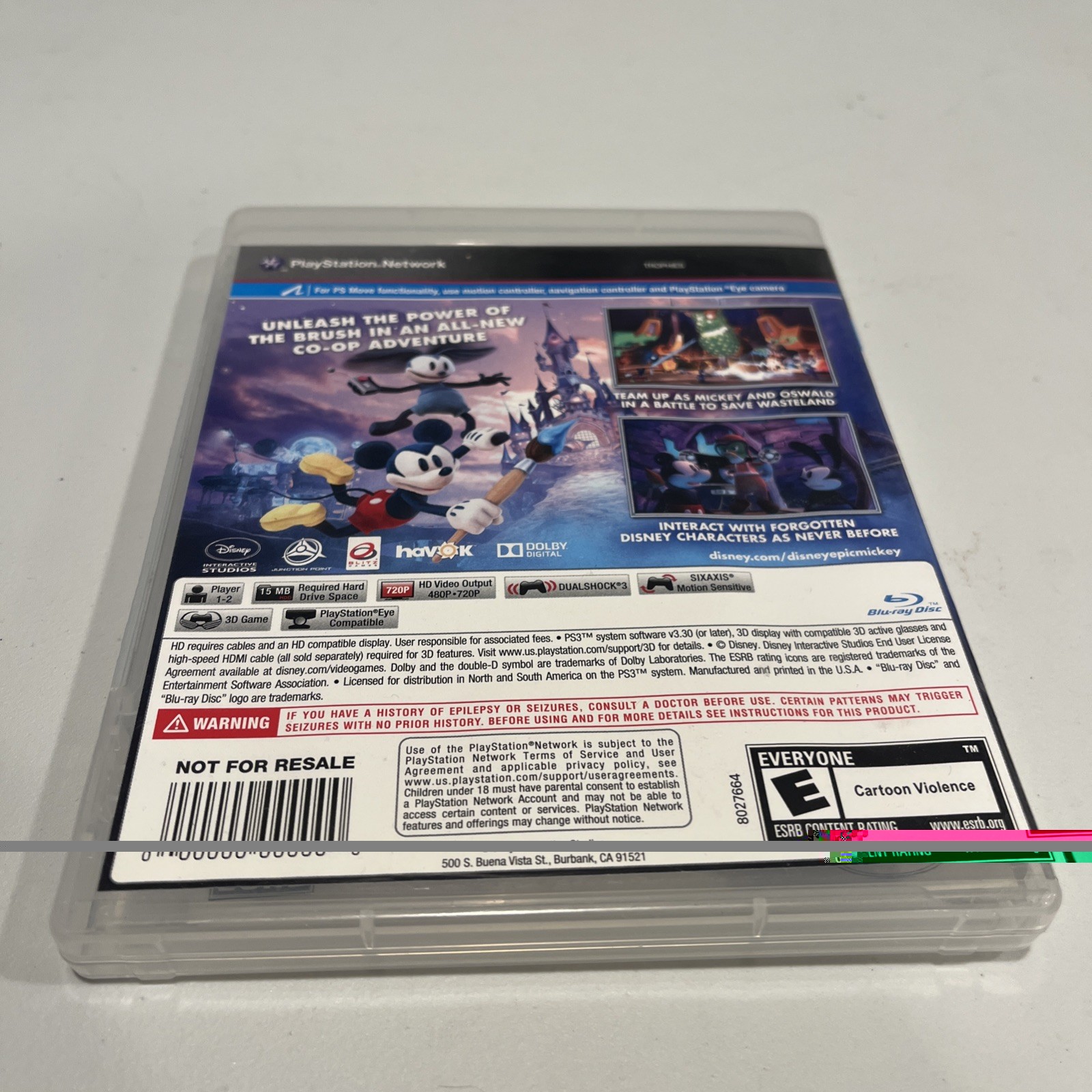 Disney Epic Mickey 2 Power Of Two PS3 (PlayStation 3, 2012) Complete With Manual