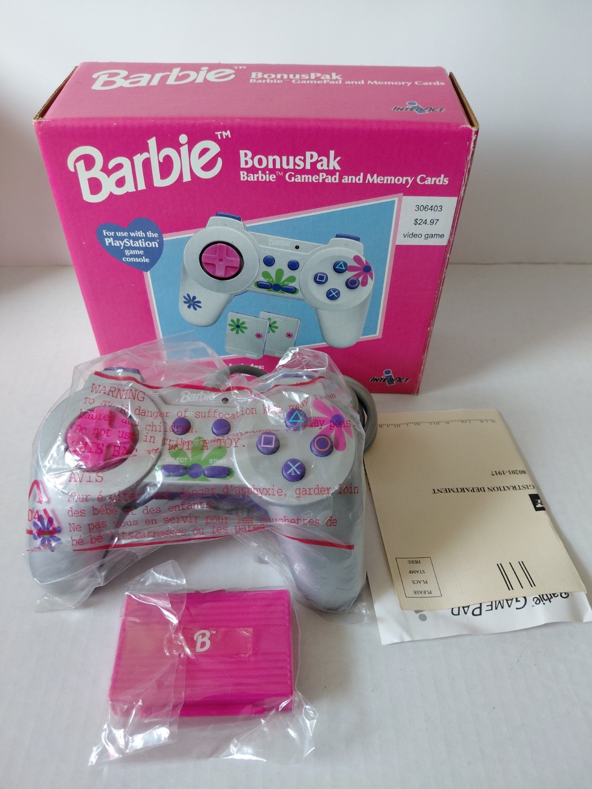 Barbie GamePad Controller For Sony PlayStation 1/ Purple & Pink No memory cards.