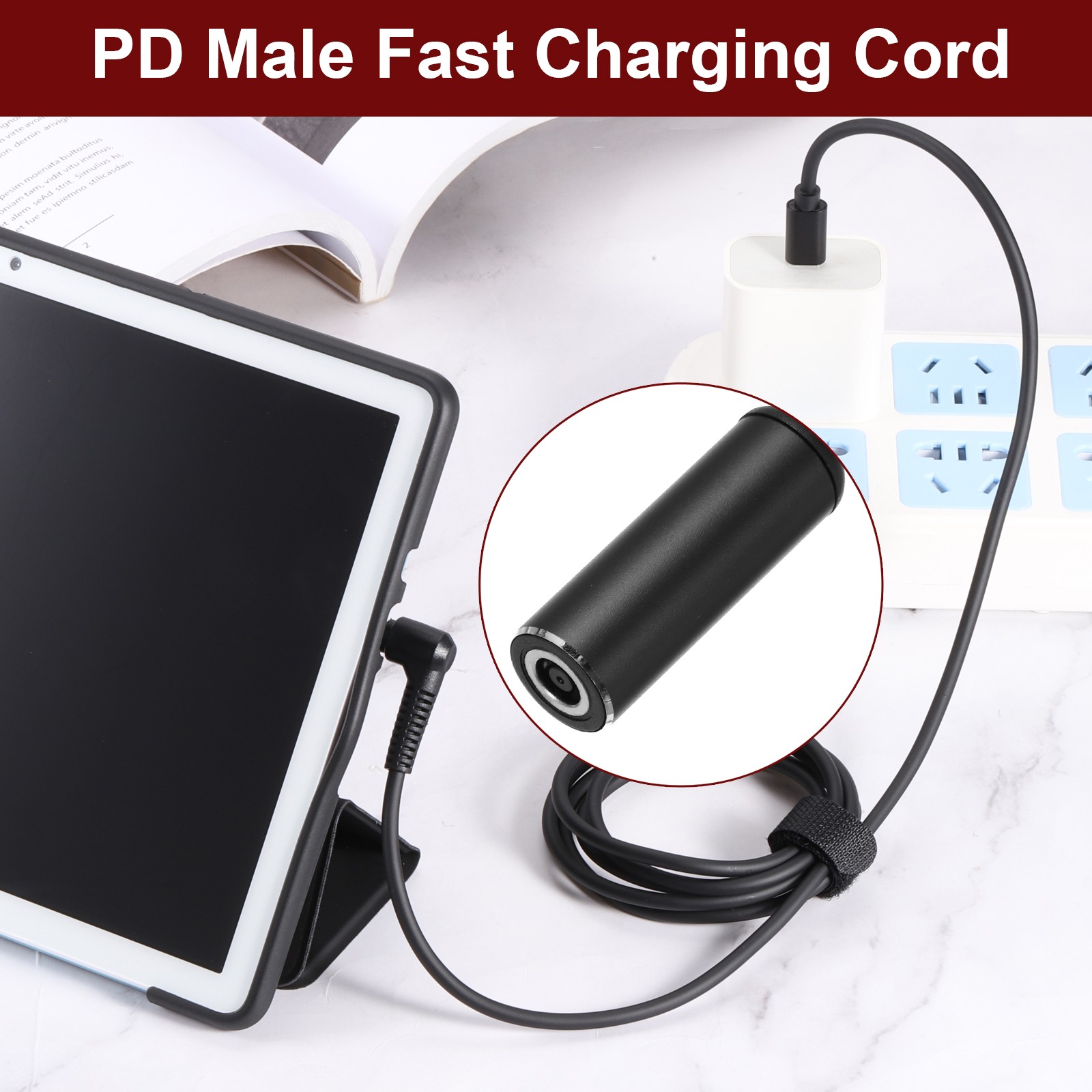 0.6FT USB C to DC PD Power Fast Charging Cable, 6mmx3.7mm 65W/5V/9V/20V(Black)
