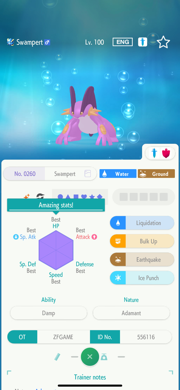 ✨6IV SHINY Swampert + EVS🚀 POKEMON HOME✨Champions✨Online delivery⚡