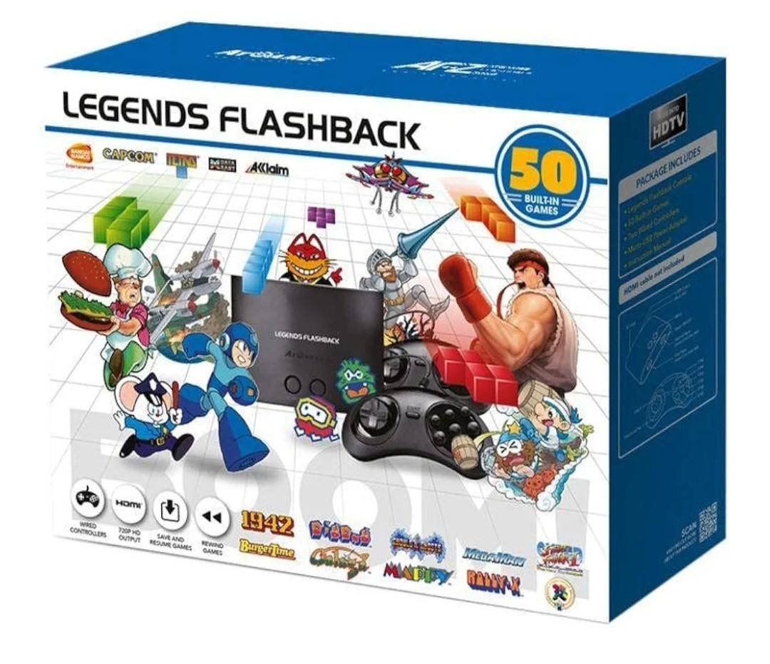 AtGames Legends Flashback Deluxe Console 50 Games Wired Controllers 720p HD