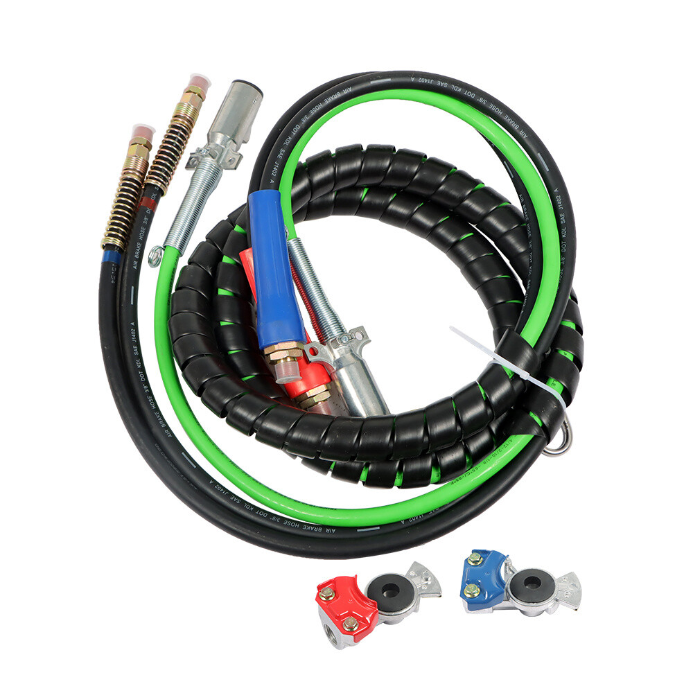 For Semi Truck Tractor Trailer Air Line Hose w/Accessories 12FT 3-in-1 Wrap Set