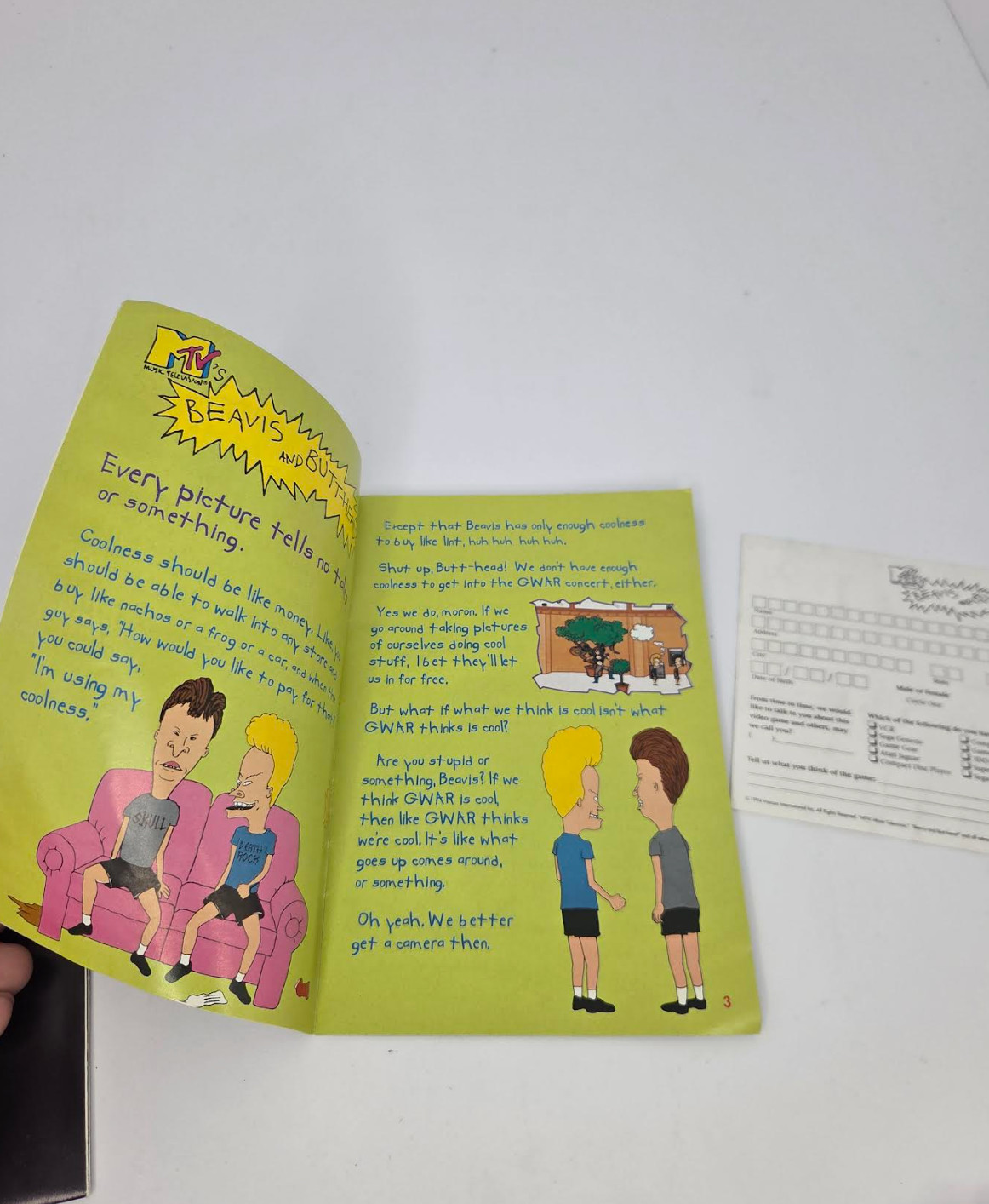 MTV Beavis and Butt-Head SNES Super Nintendo Game Manual Poster Inserts