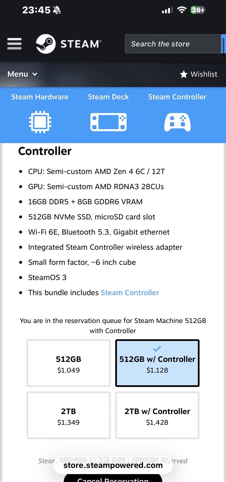 2026 Valve Steam Machine 512GB With Controller Console/PC Presale