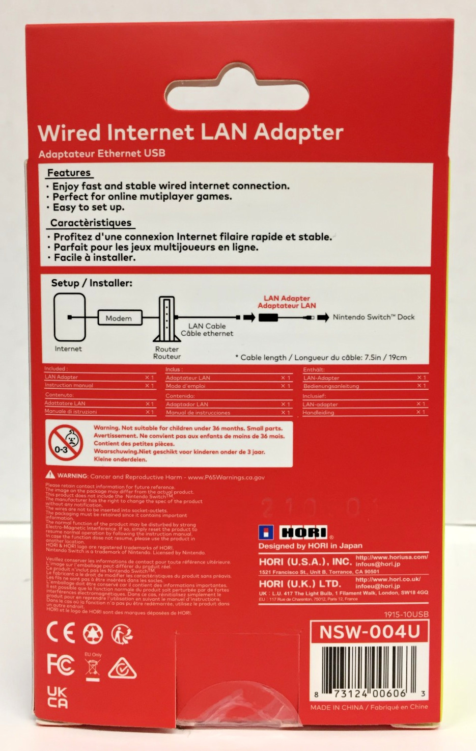 NEW sealed NINTENDO SWITCH Wired Internet LAN Adapter HORI Officially Licensed