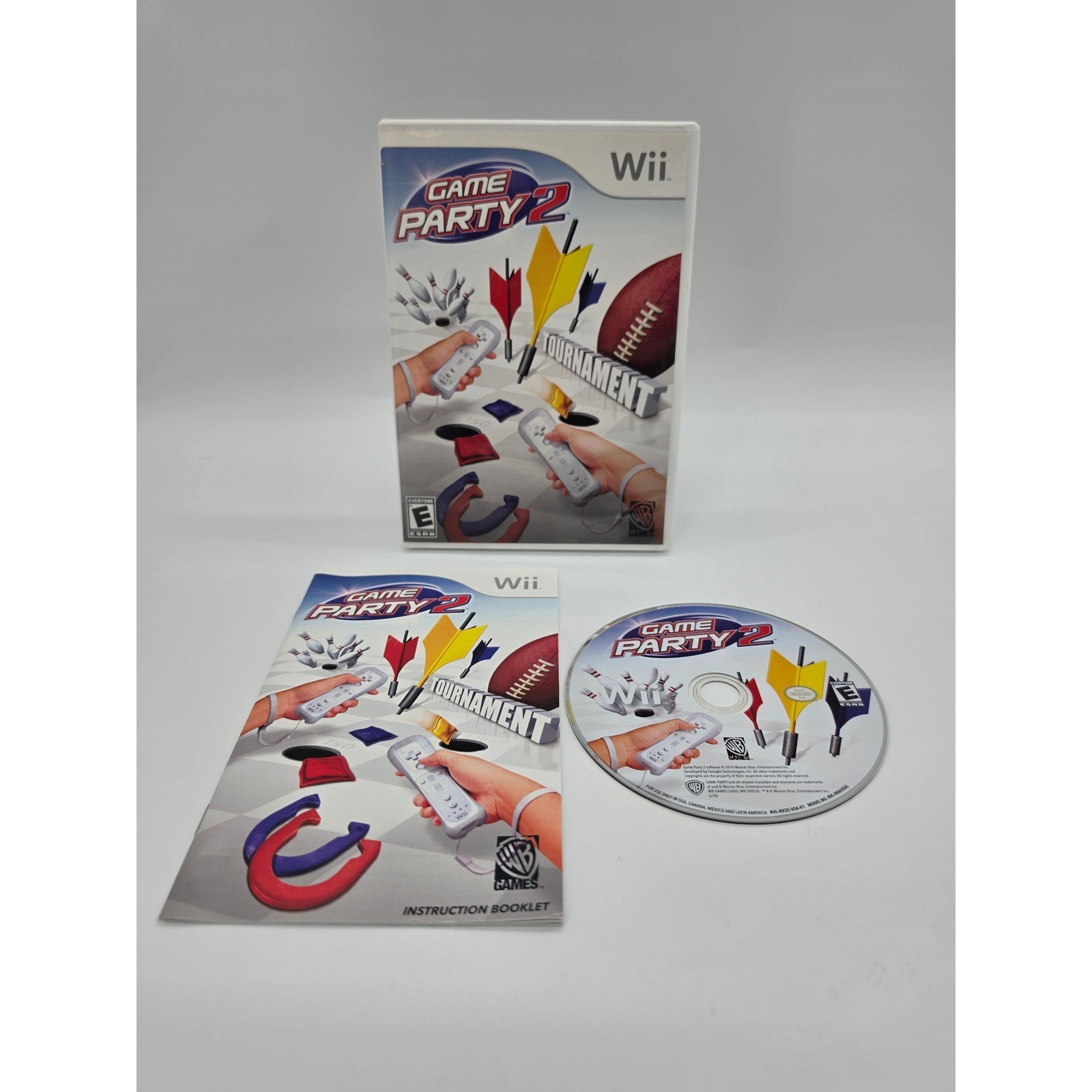 Game Party 2 Nintendo Wii Complete CIB WB Games Darts Horseshoes Hoop Shoot