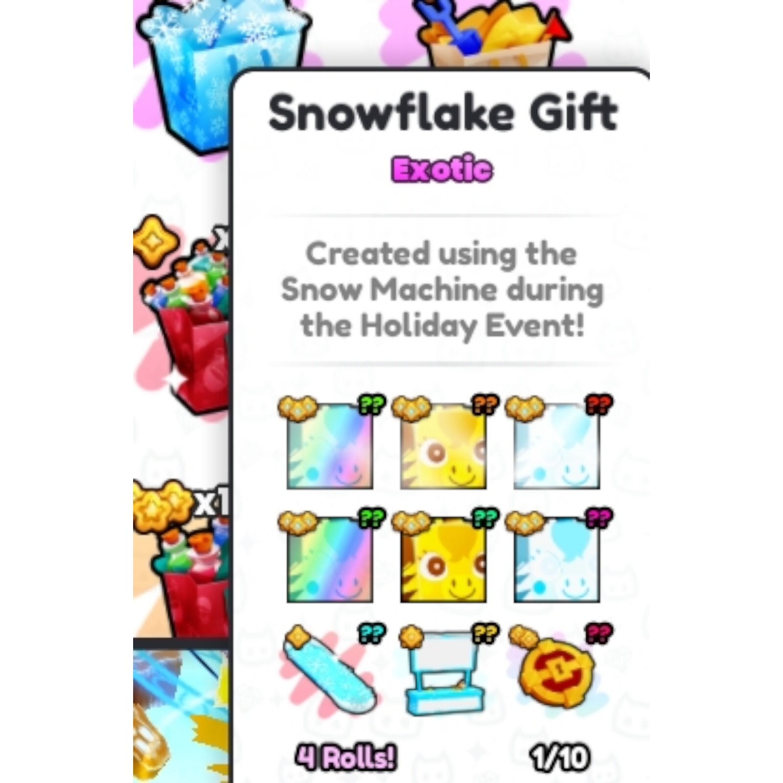 Pet Simulator 99. 151x Snowflake Gifts + Shiny Rainbow Figgy Fox. PS99. Same Day